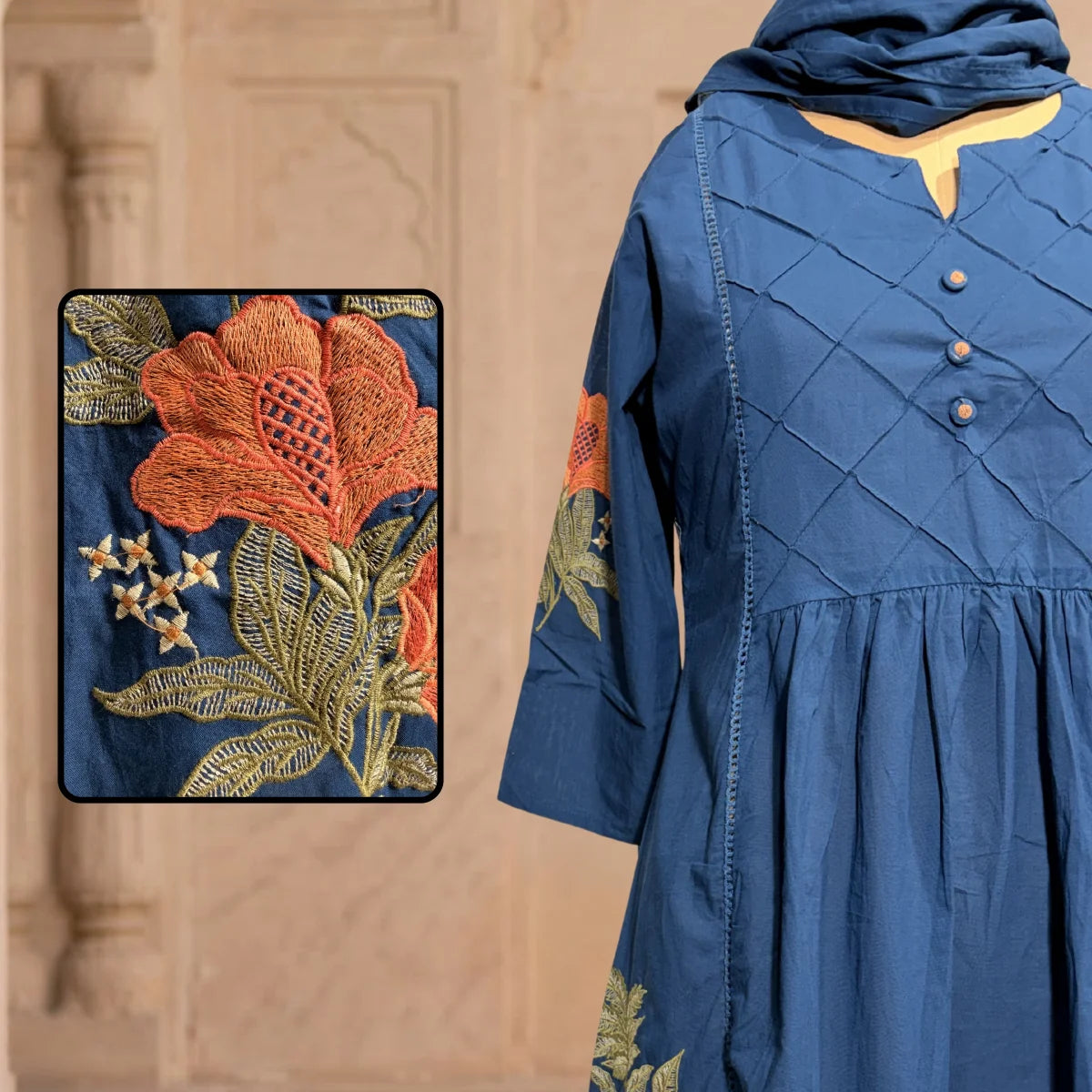 Vanya Teal Embroidered 3-Piece Set