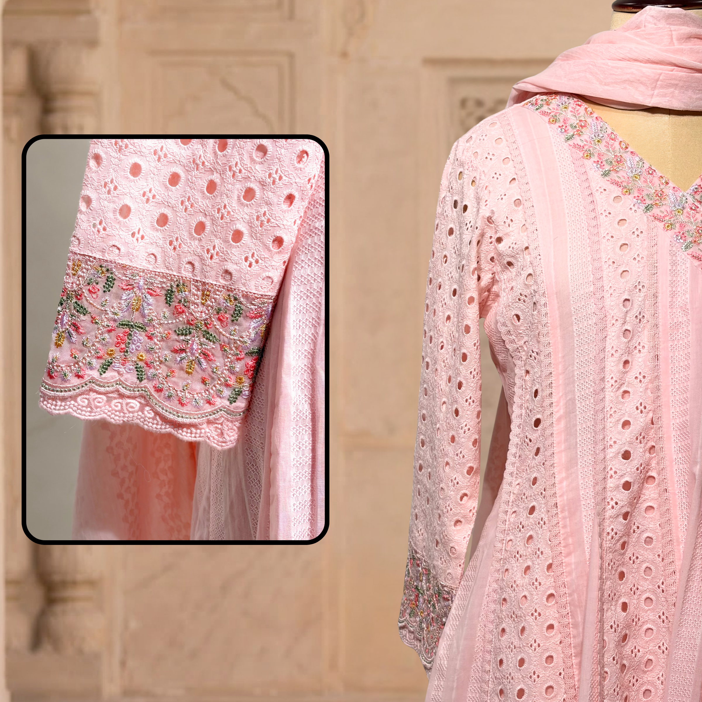 Pink Whisper Anarkali Set