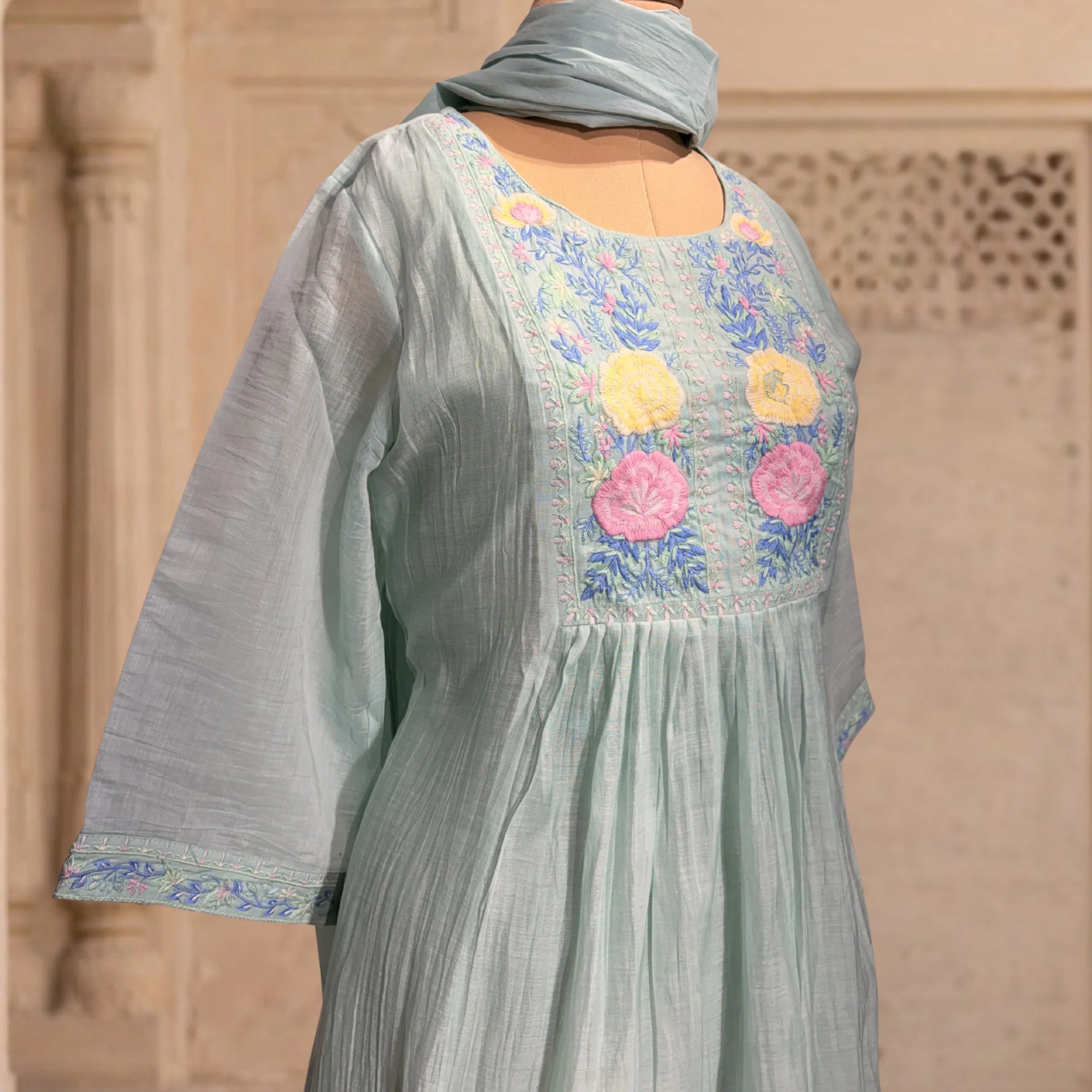 Aadhya Mint Embroidered 3-Piece Set
