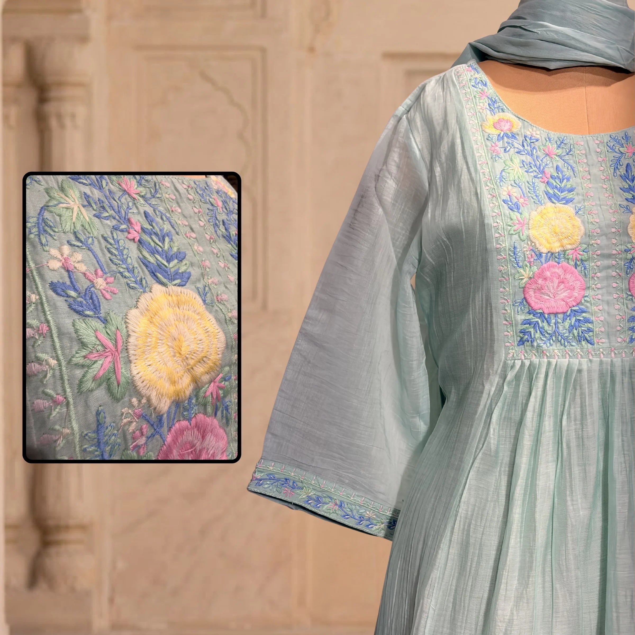 Aadhya Mint Embroidered 3-Piece Set