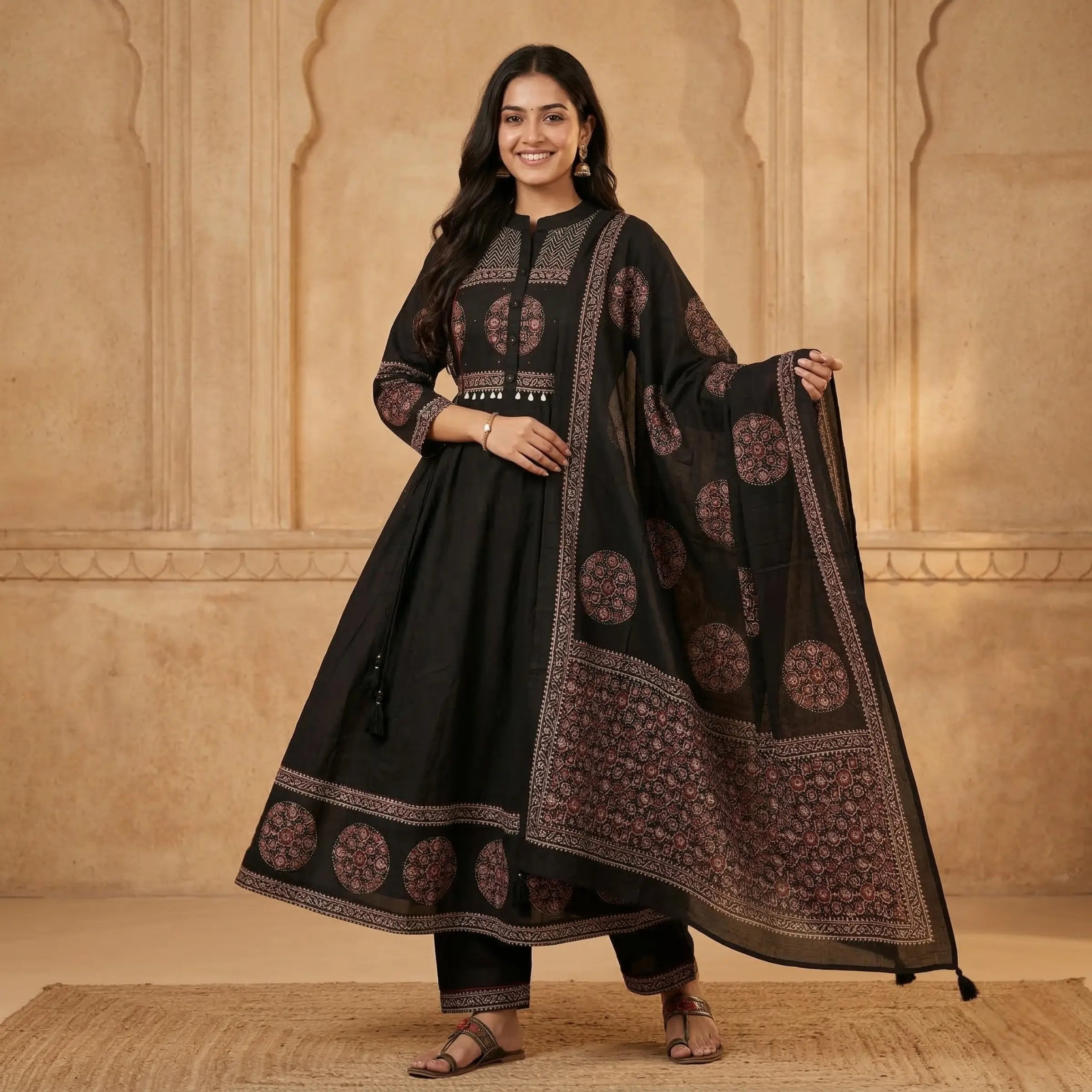 Aafreen Ajrakh Anarkali Set