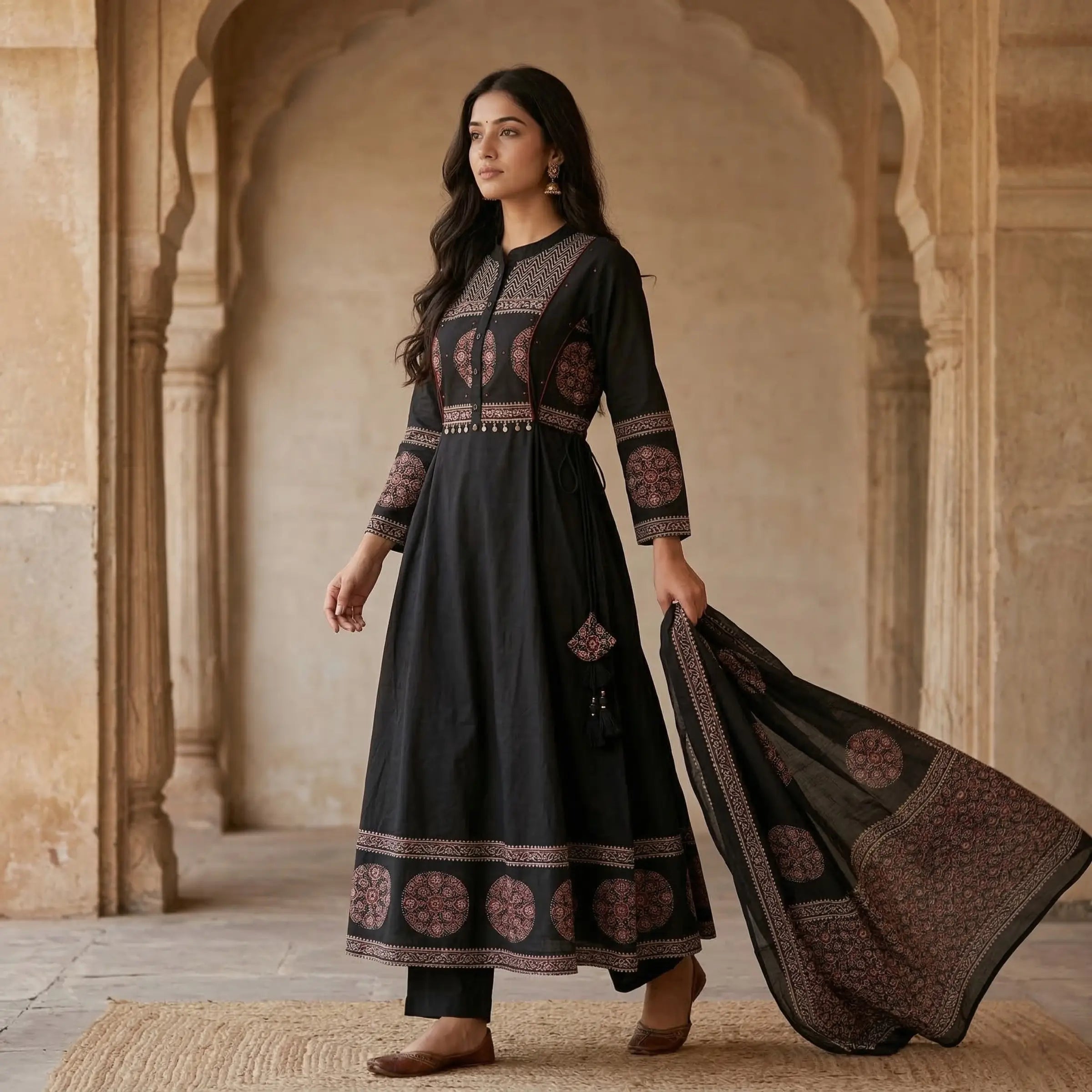 Aafreen Ajrakh Anarkali Set