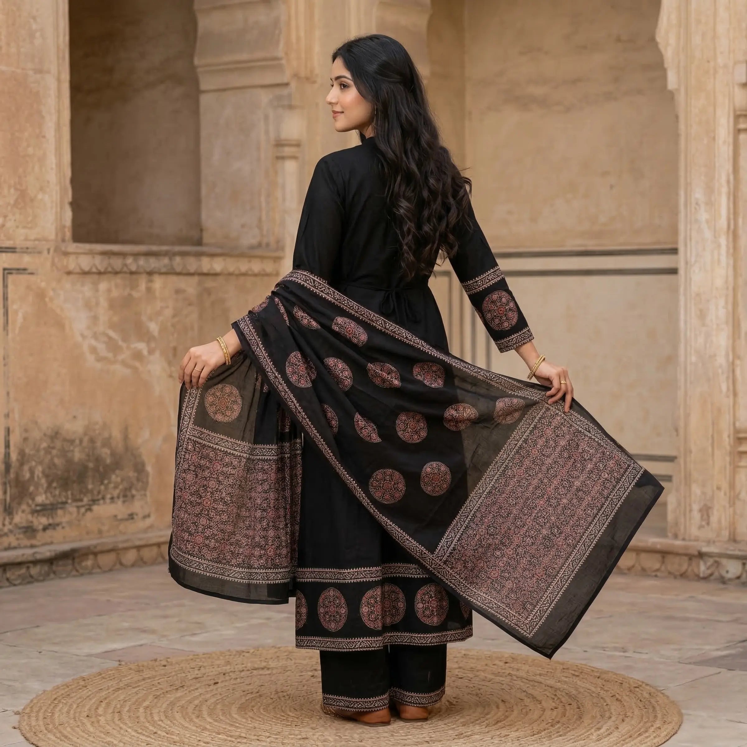 Aafreen Ajrakh Anarkali Set