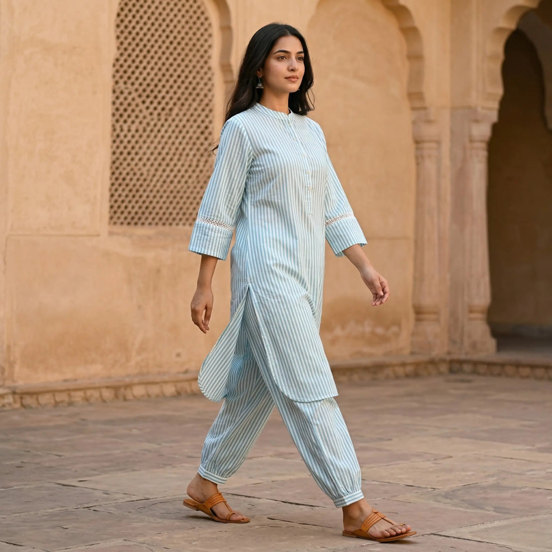 Aqua Stripe Everyday Kurta Set