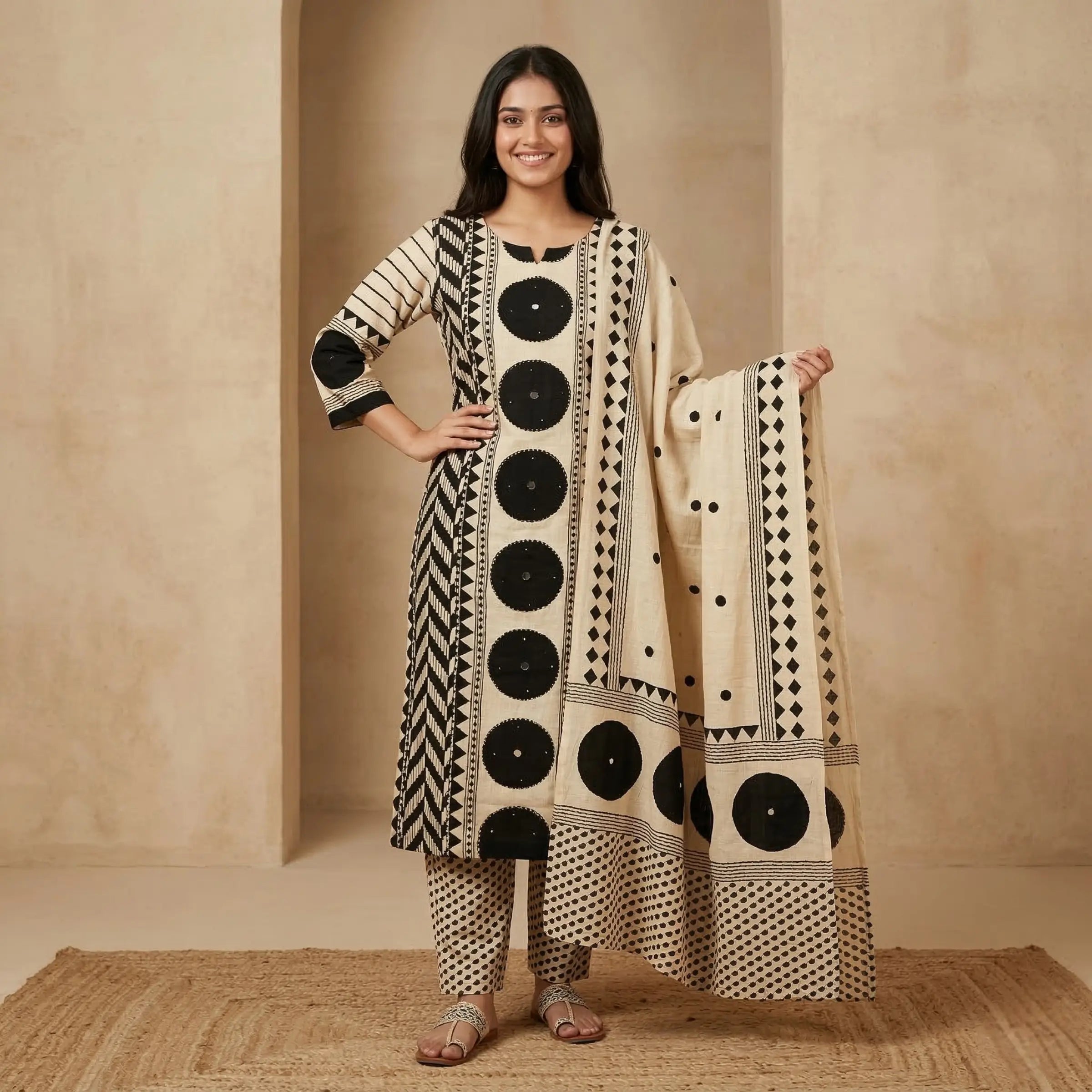 Chitra Geometric Cotton Suit Set