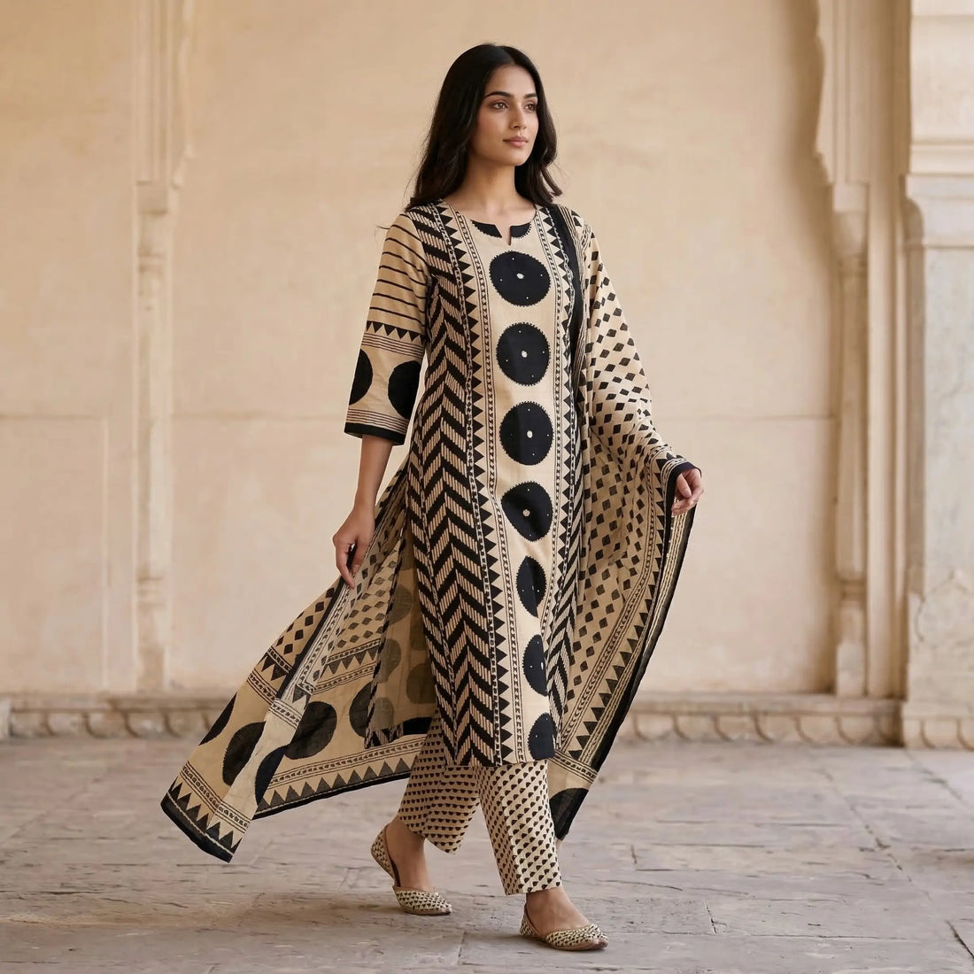 Chitra Geometric Cotton Suit Set