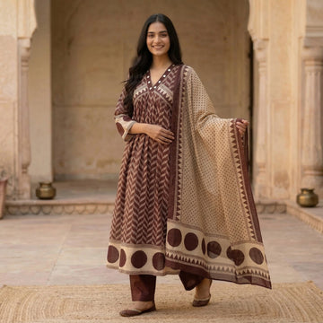 Cocoa Polka Angrakha Set