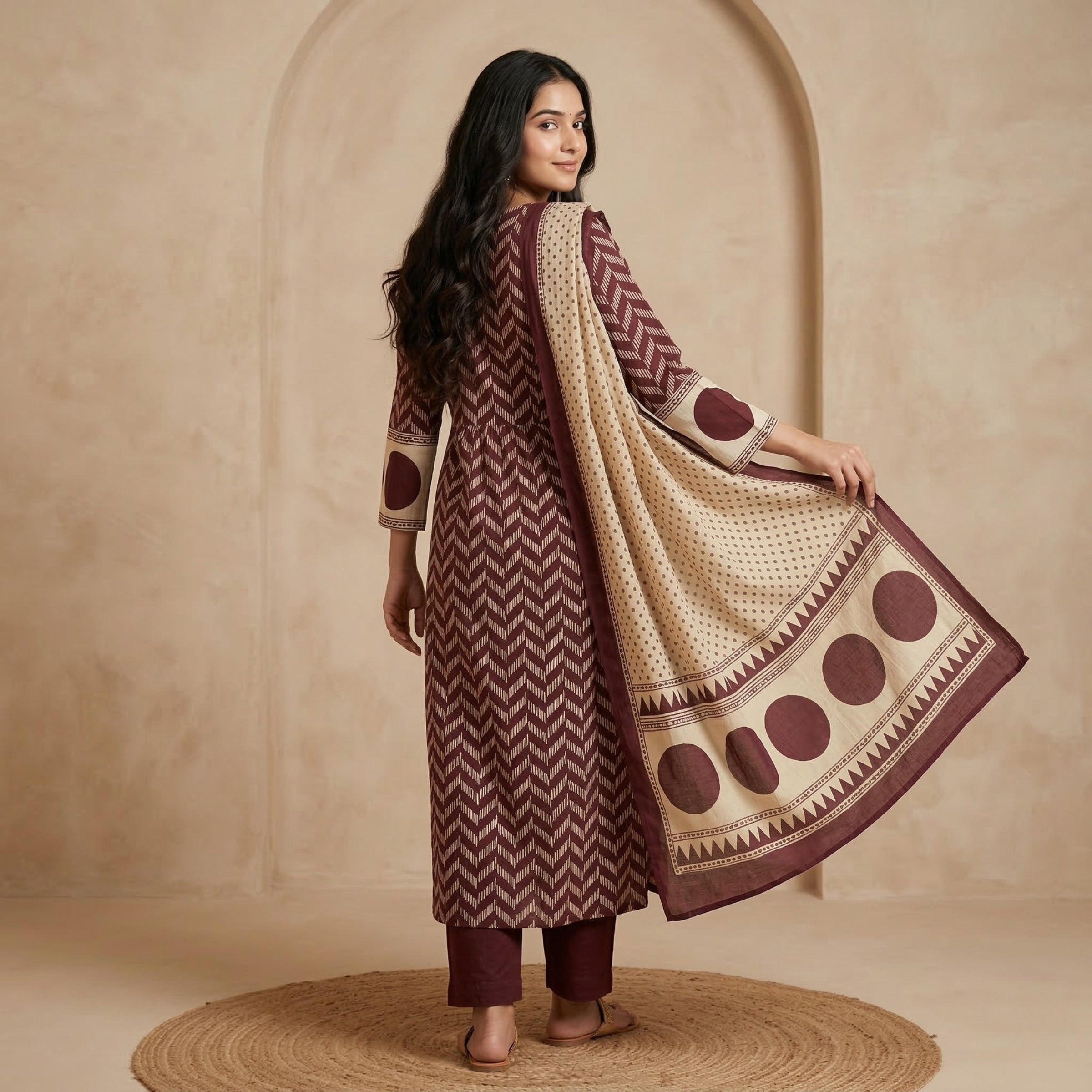 Cocoa Polka Angrakha Set