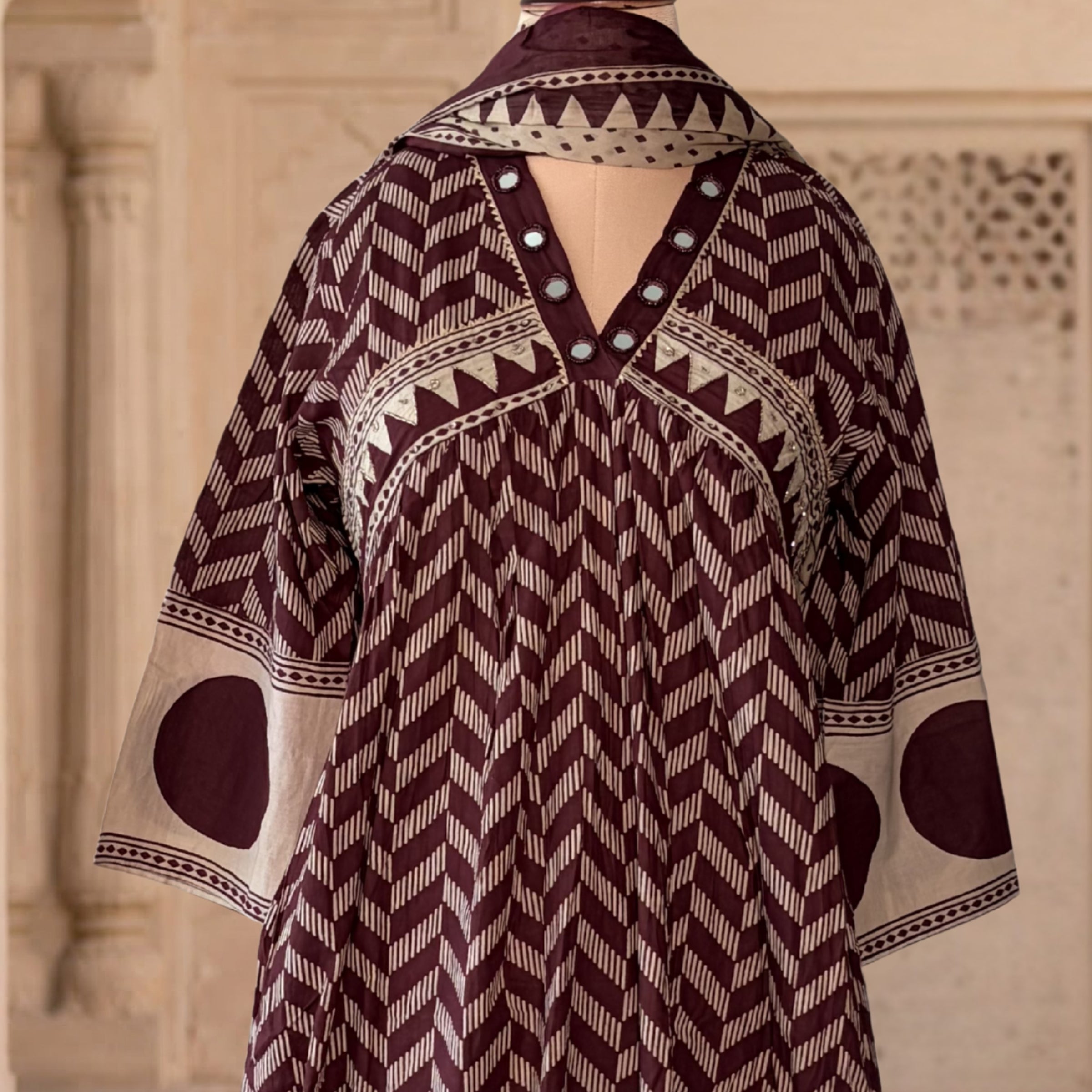 Cocoa Polka Angrakha Set