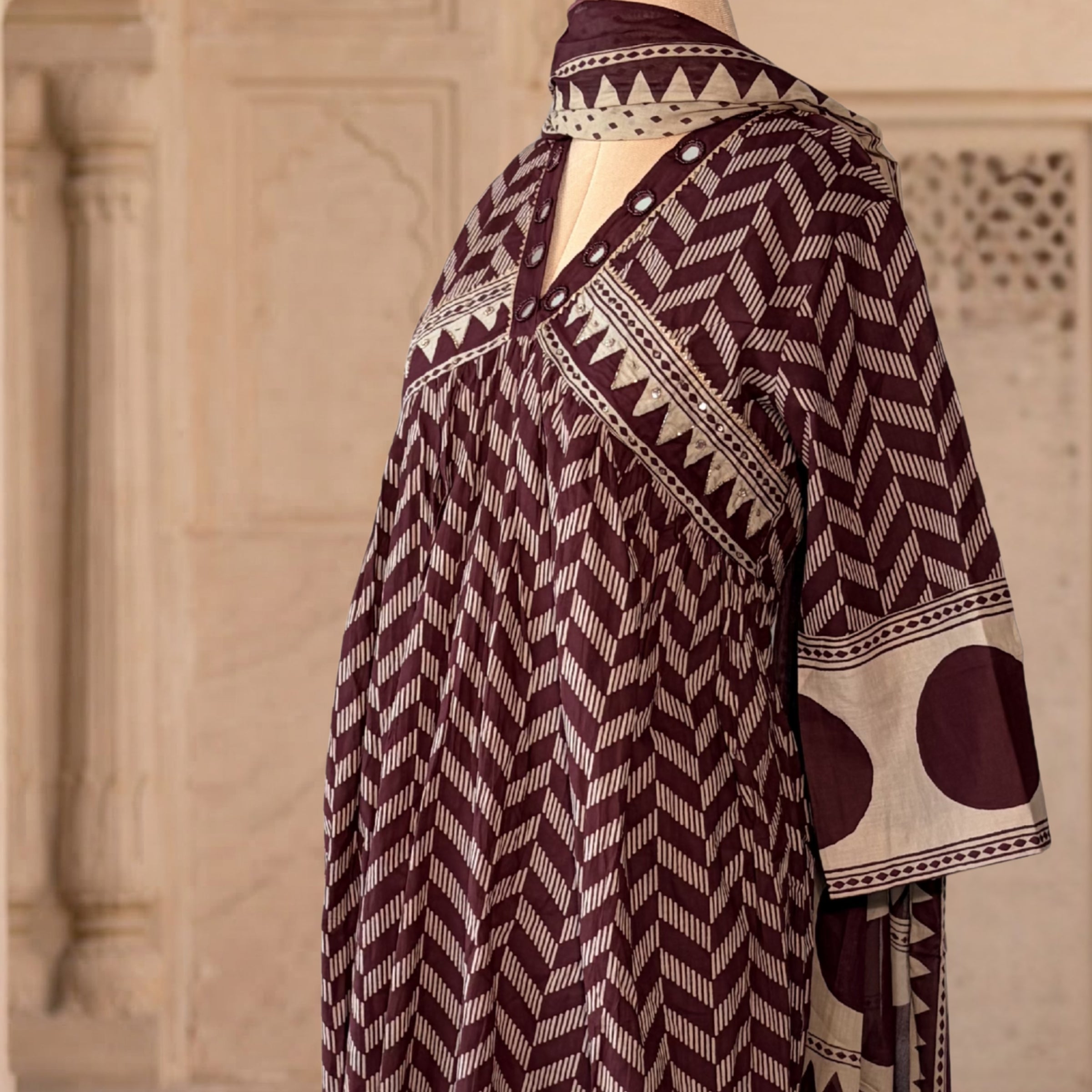 Cocoa Polka Angrakha Set