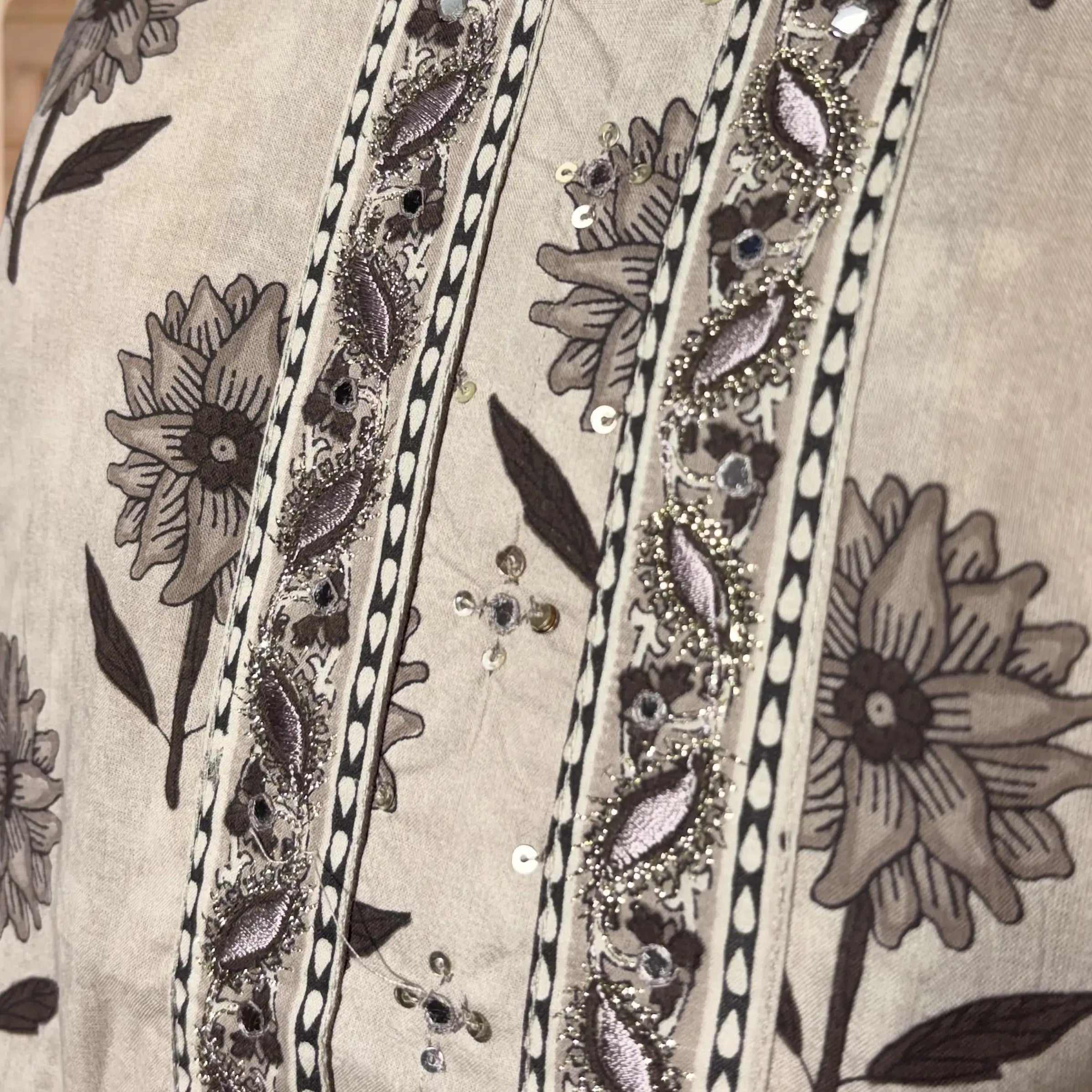 Grey Noir Printed Dupatta Set
