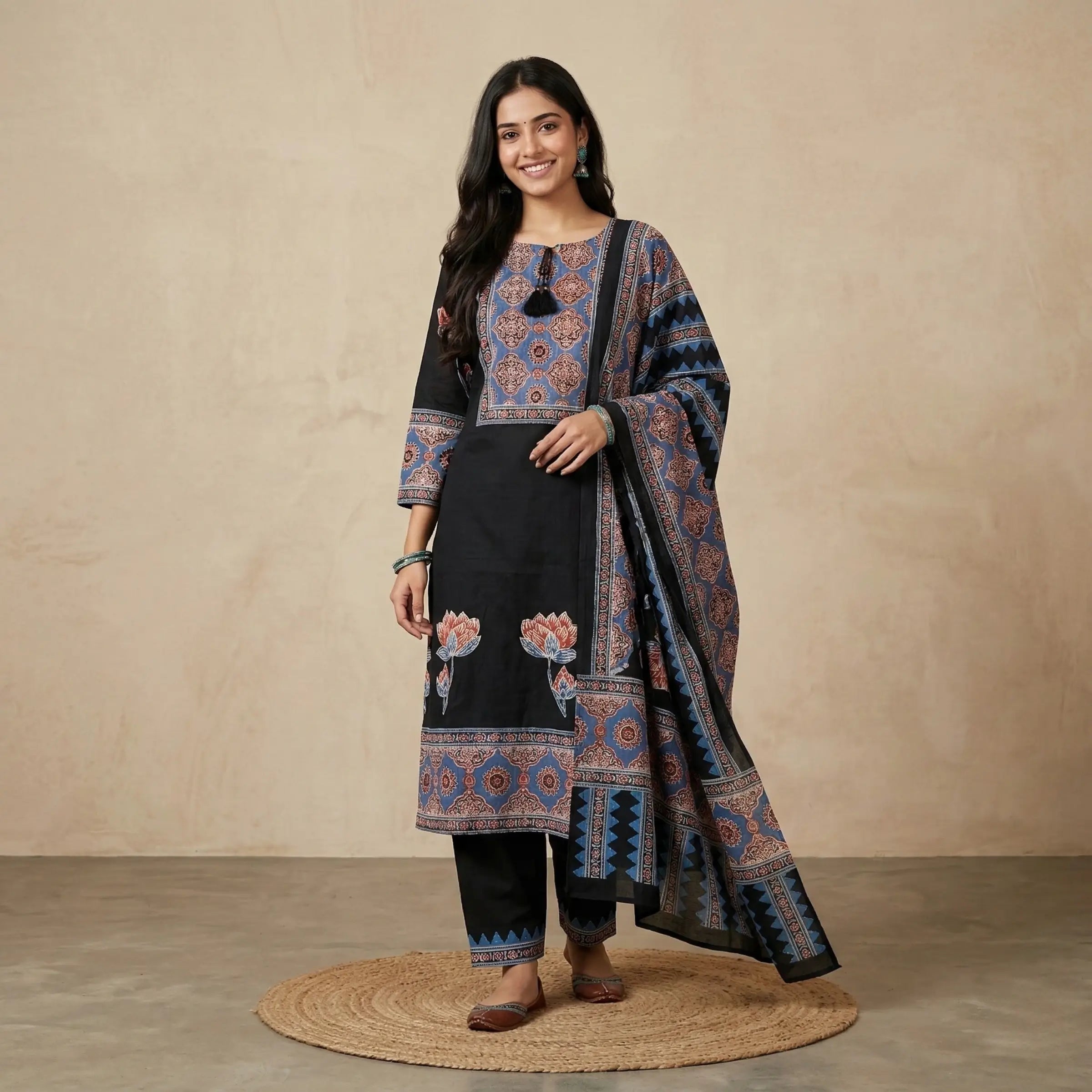 Gul Ajrakh Cotton 3 Pc Suit Set