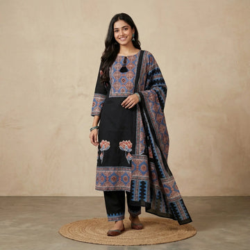 Gul Ajrakh Cotton 3 Pc Suit Set