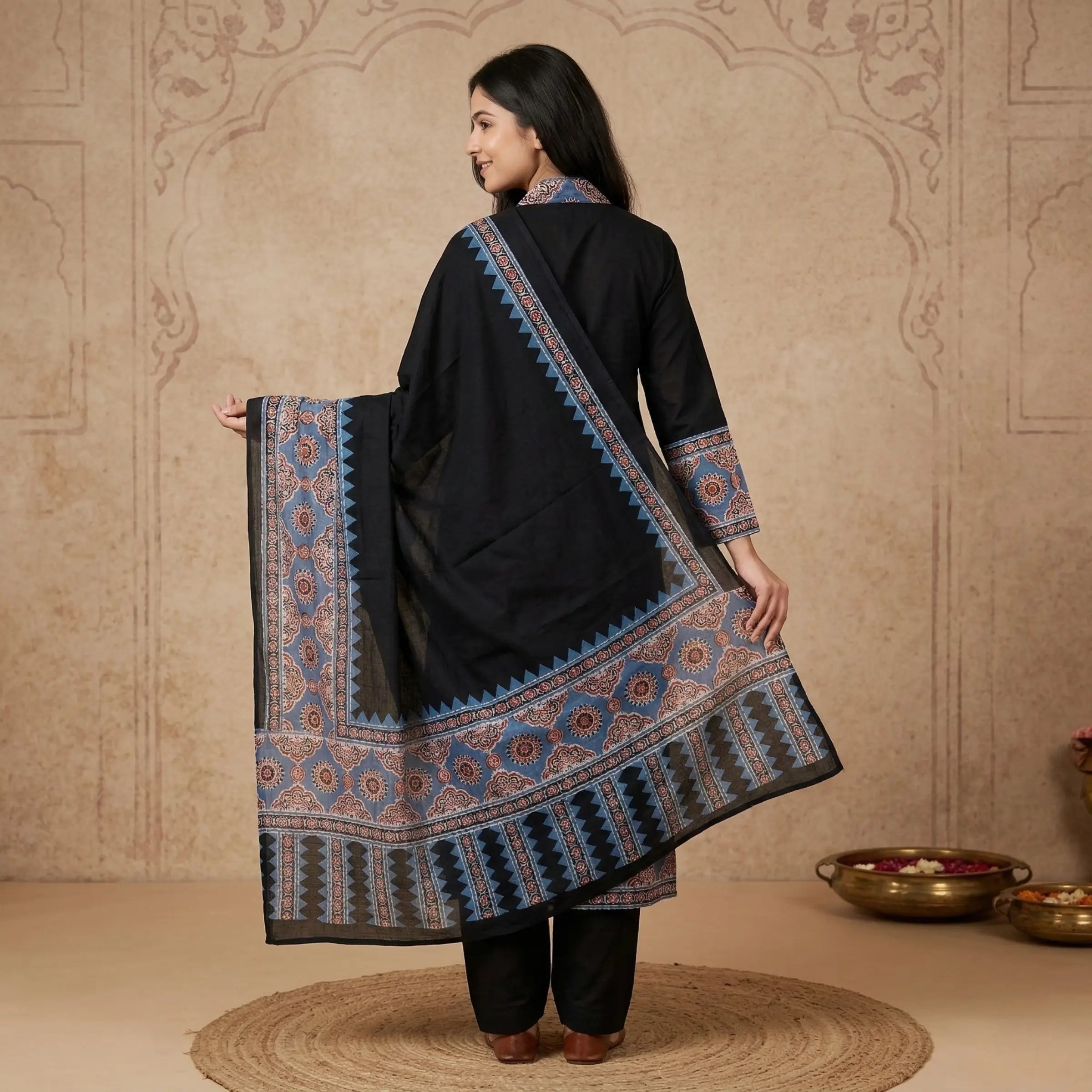 Gul Ajrakh Cotton 3 Pc Suit Set