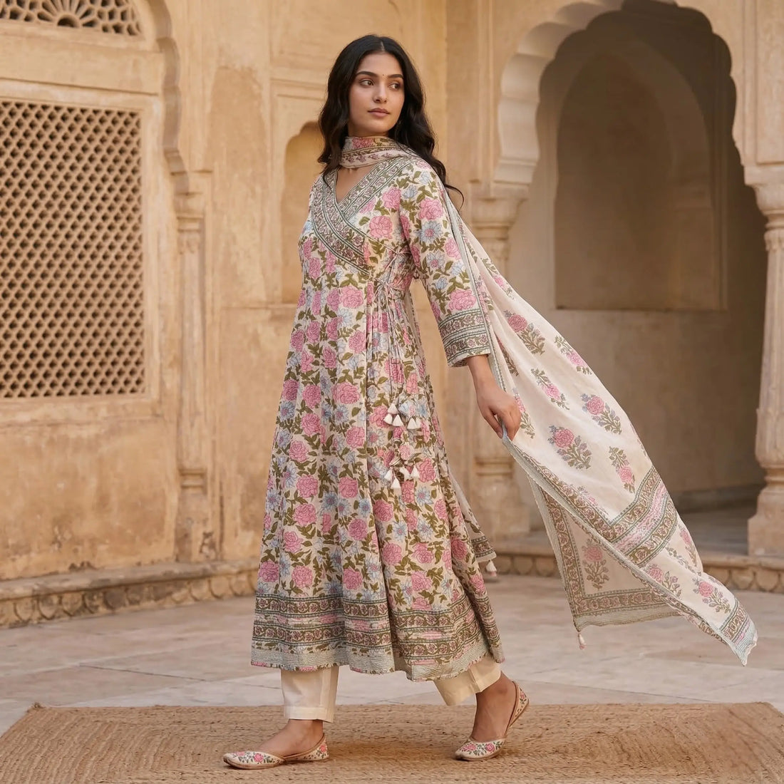 Gulbahaar Ivory Anarkali Set