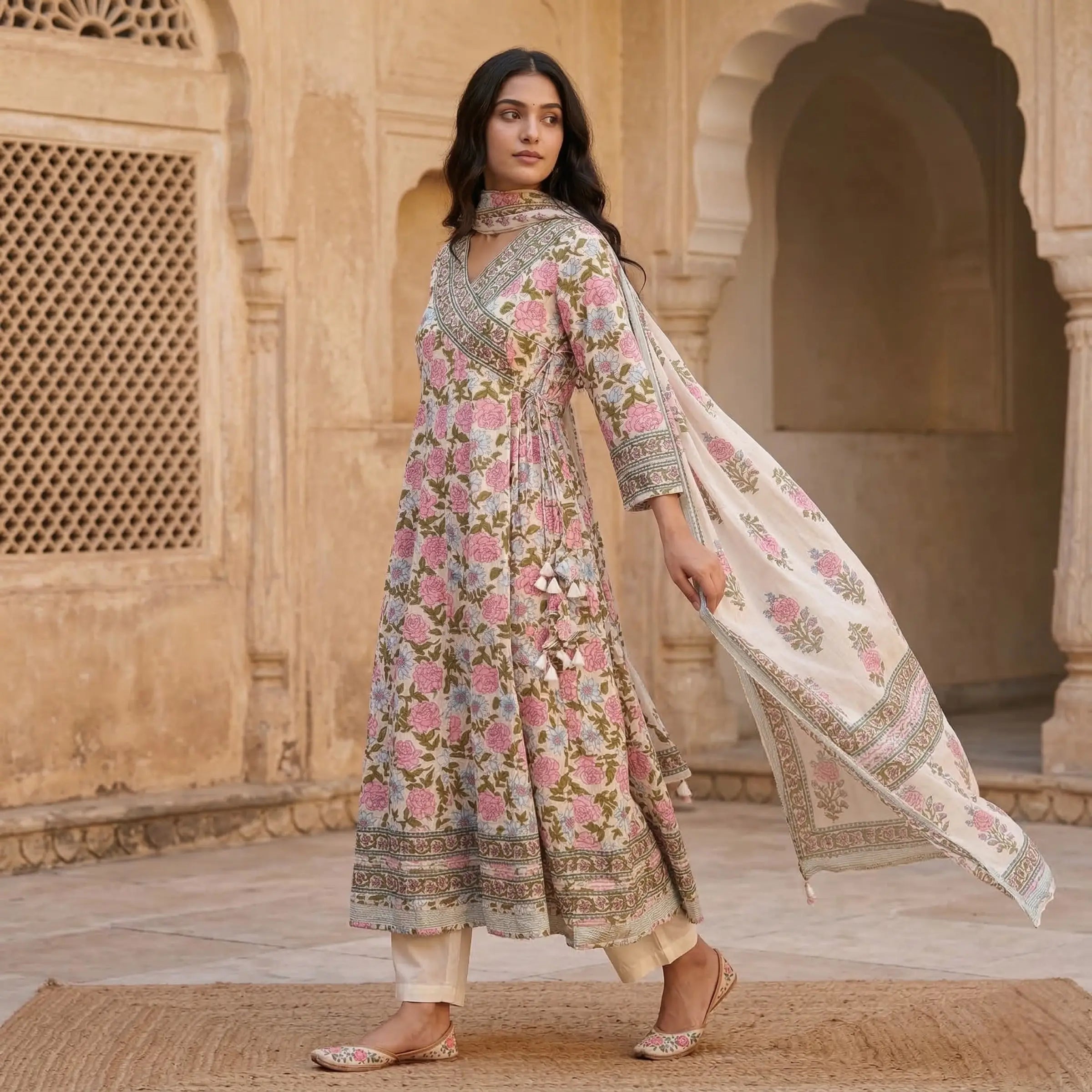 Gulbahaar Ivory Anarkali Set