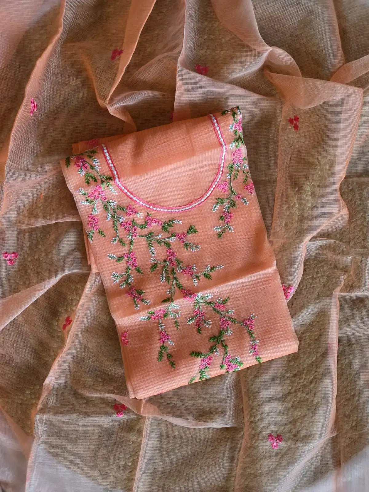 Gulbahaar Peach Kota Suit Set