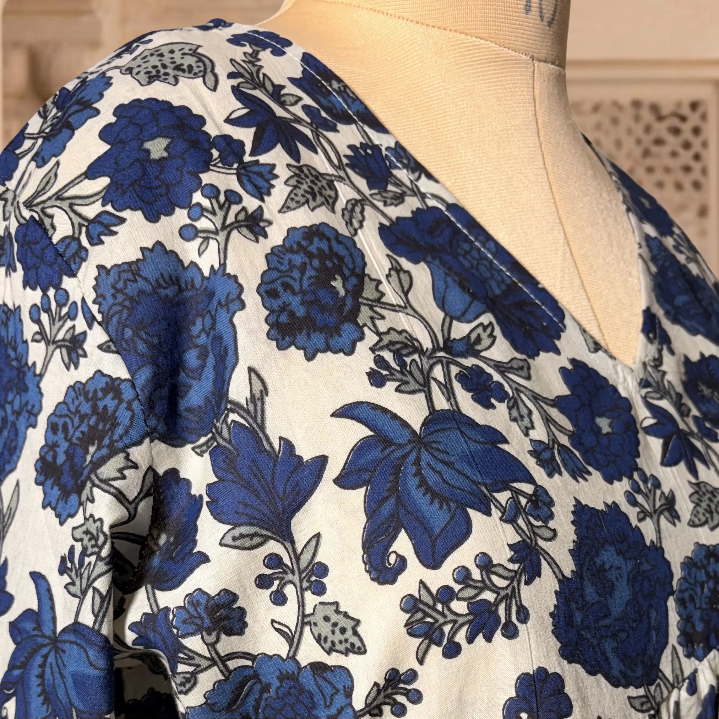 Indigo Bloom Peplum Top