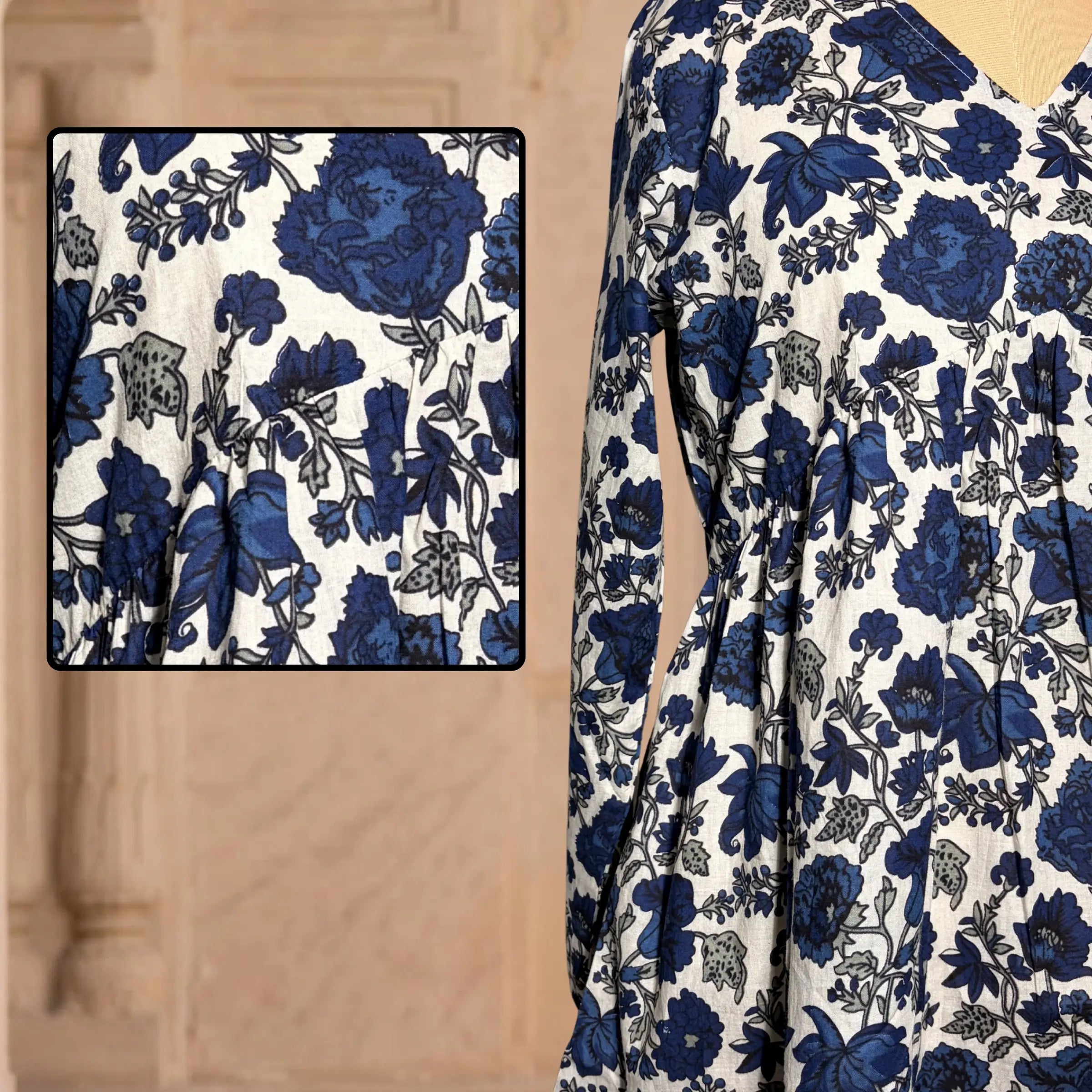 Indigo Bloom Peplum Top