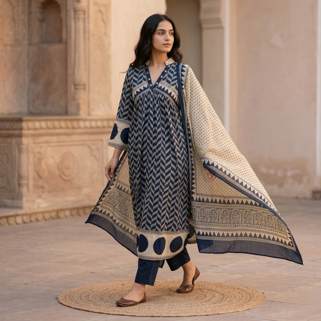 Indigo Polka Angrakha Set