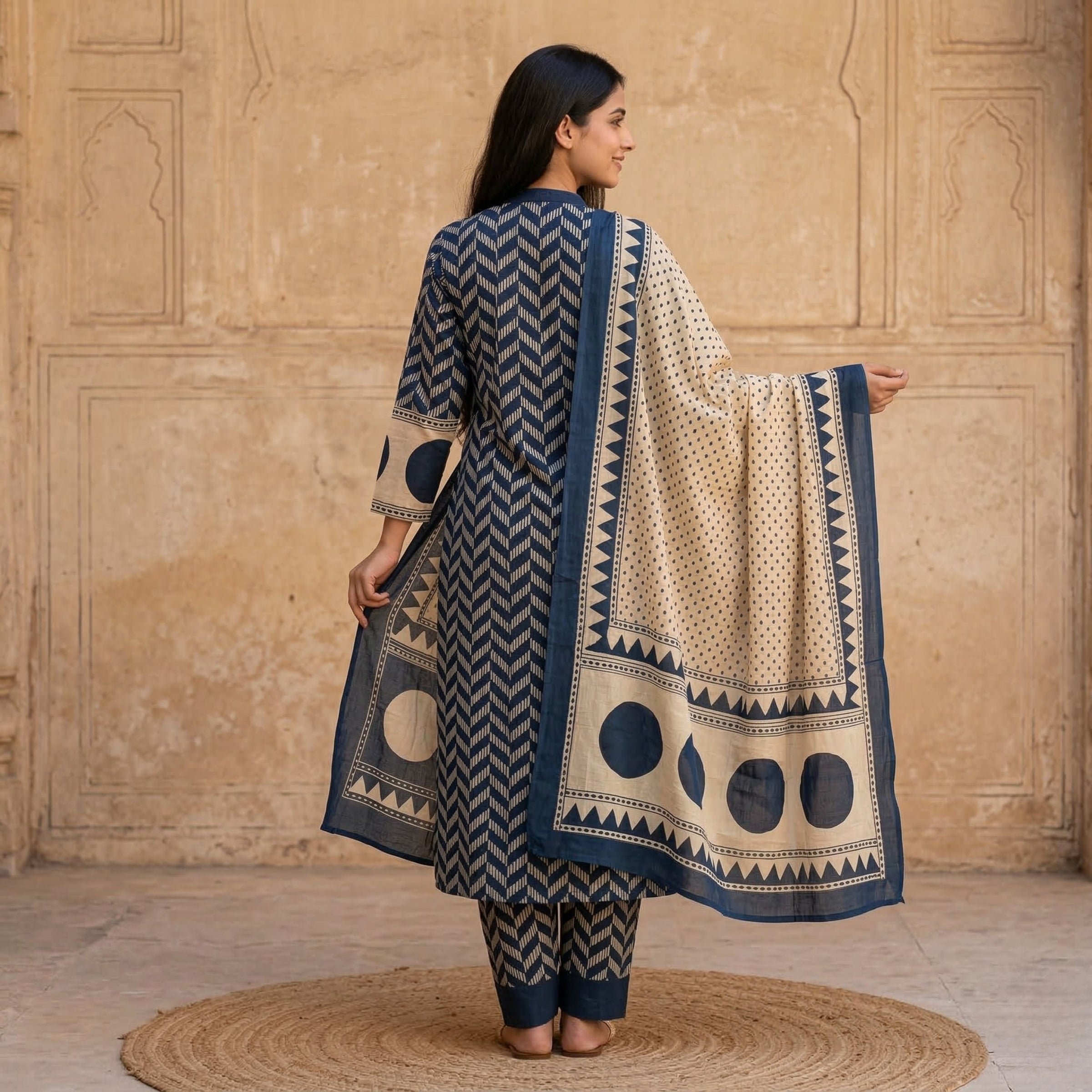 Indigo Polka Angrakha Set