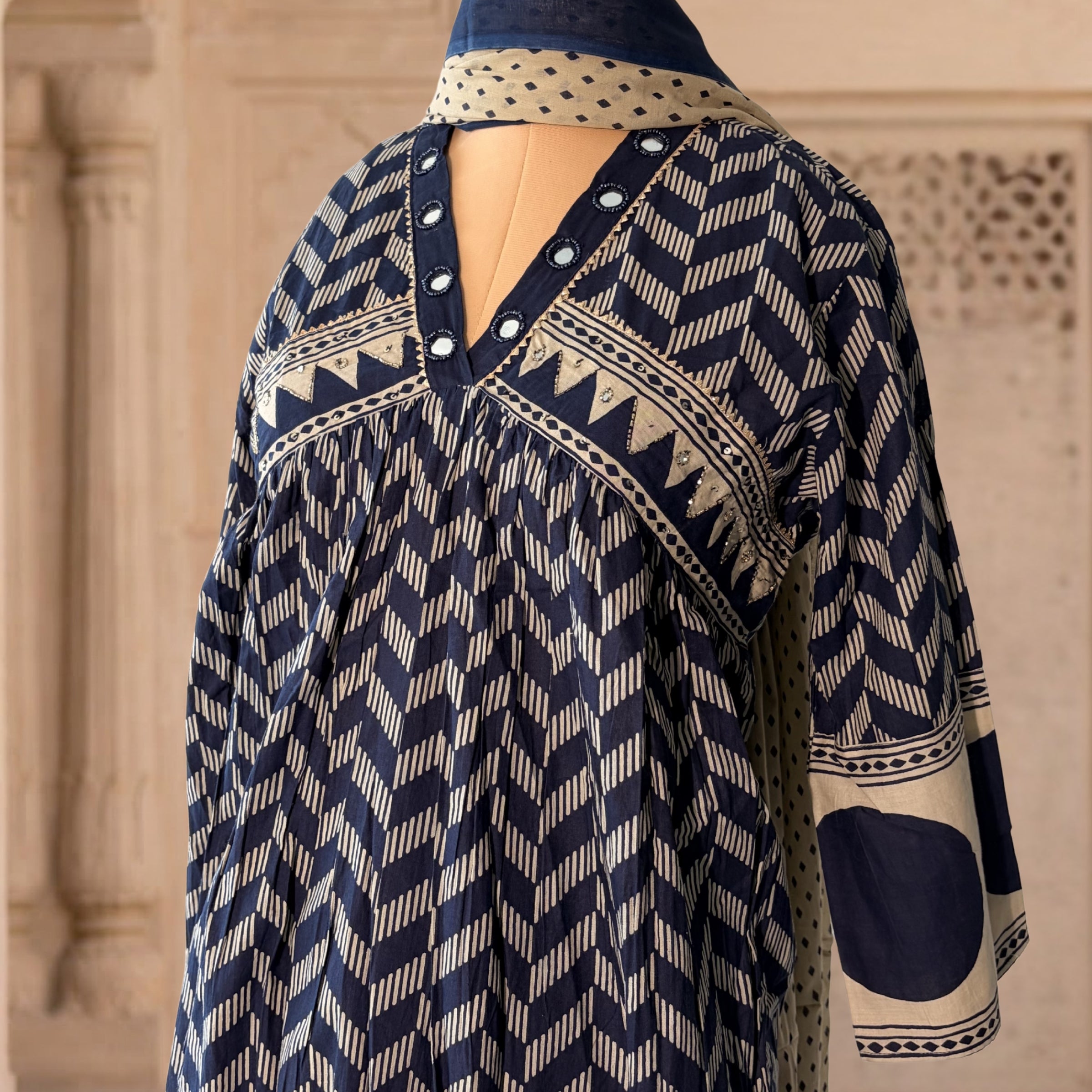 Indigo Polka Angrakha Set