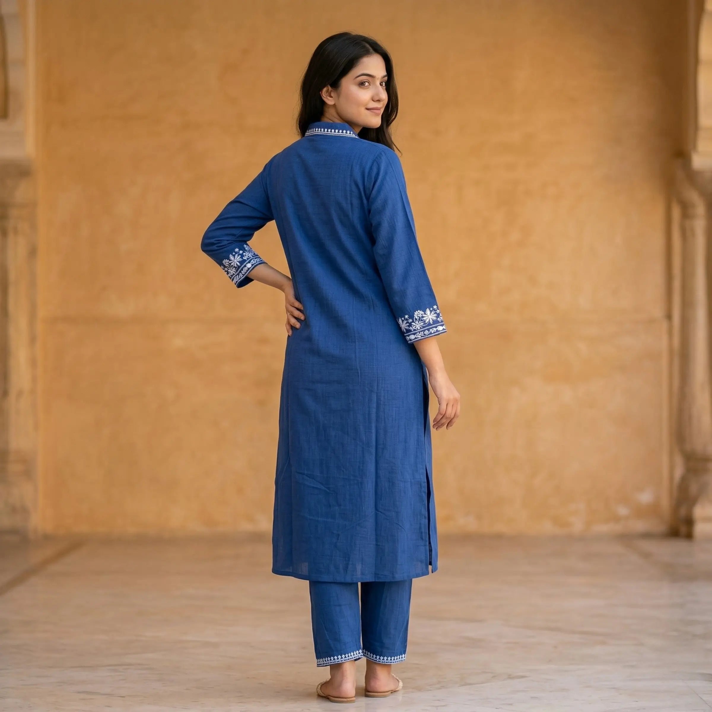 Indigo Thread Embroidered Kurta Set
