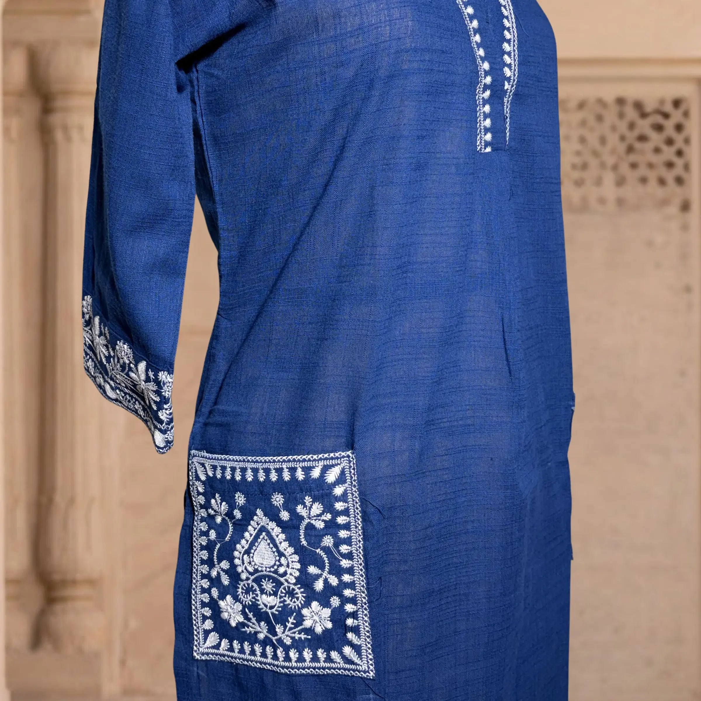Indigo Thread Embroidered Kurta Set