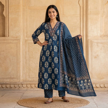 Indira Indigo Buta Suit Set
