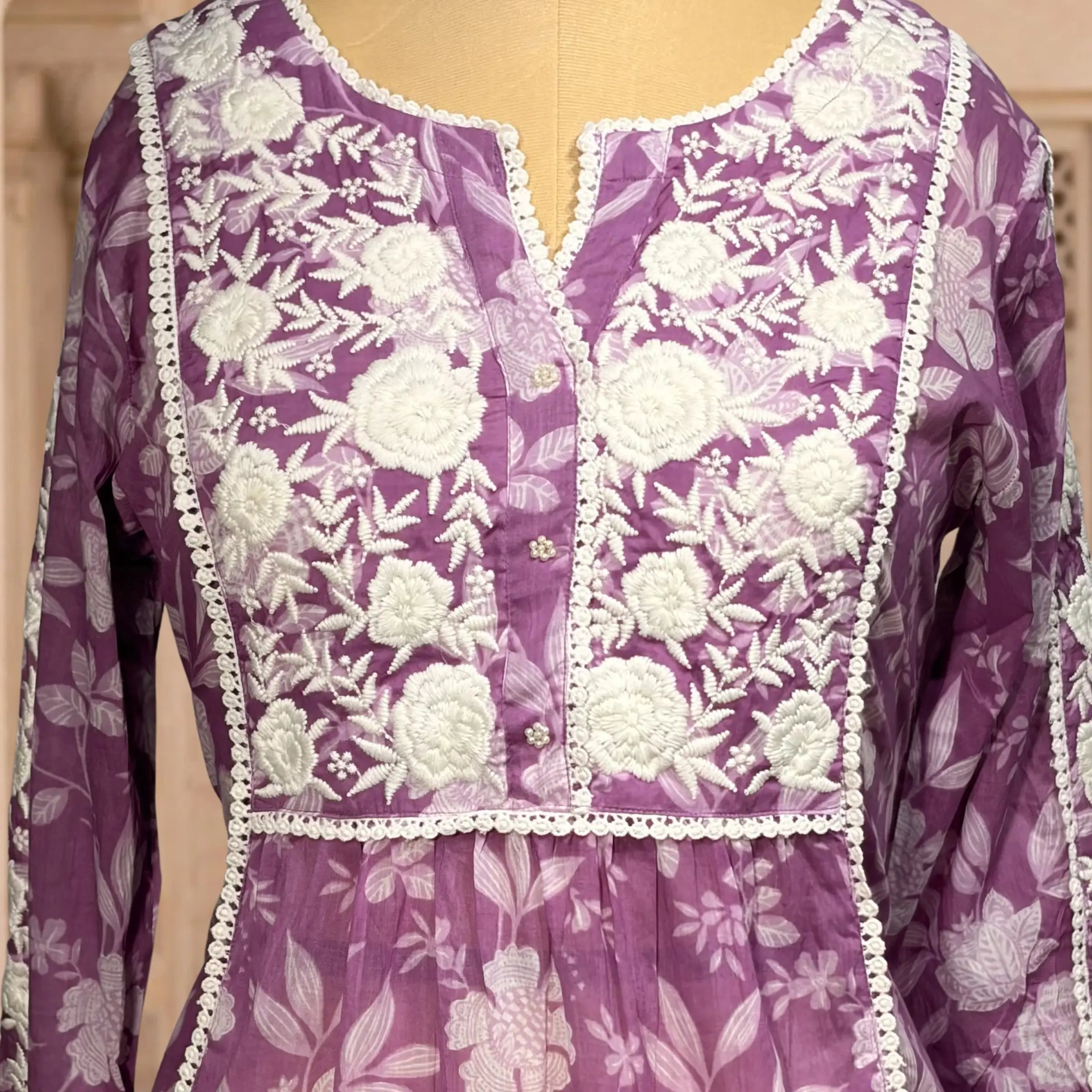 Lilac Floral A-Line Kurti