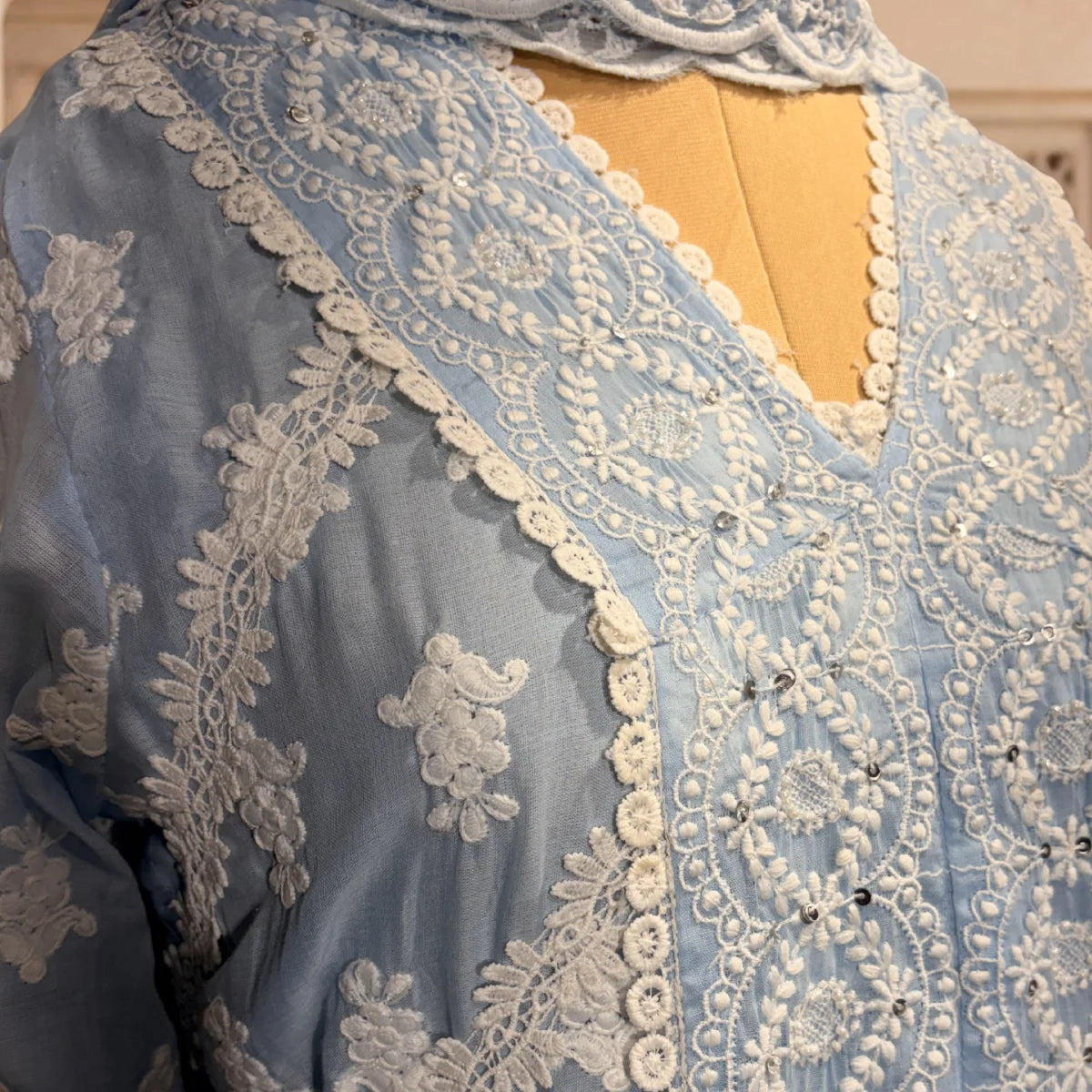 Meher Sky Chikankari 3-Piece Set