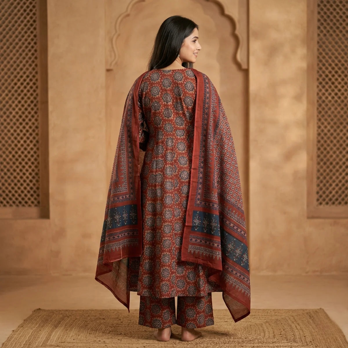 Meherza Ajrakh Printed 3-Piece Set