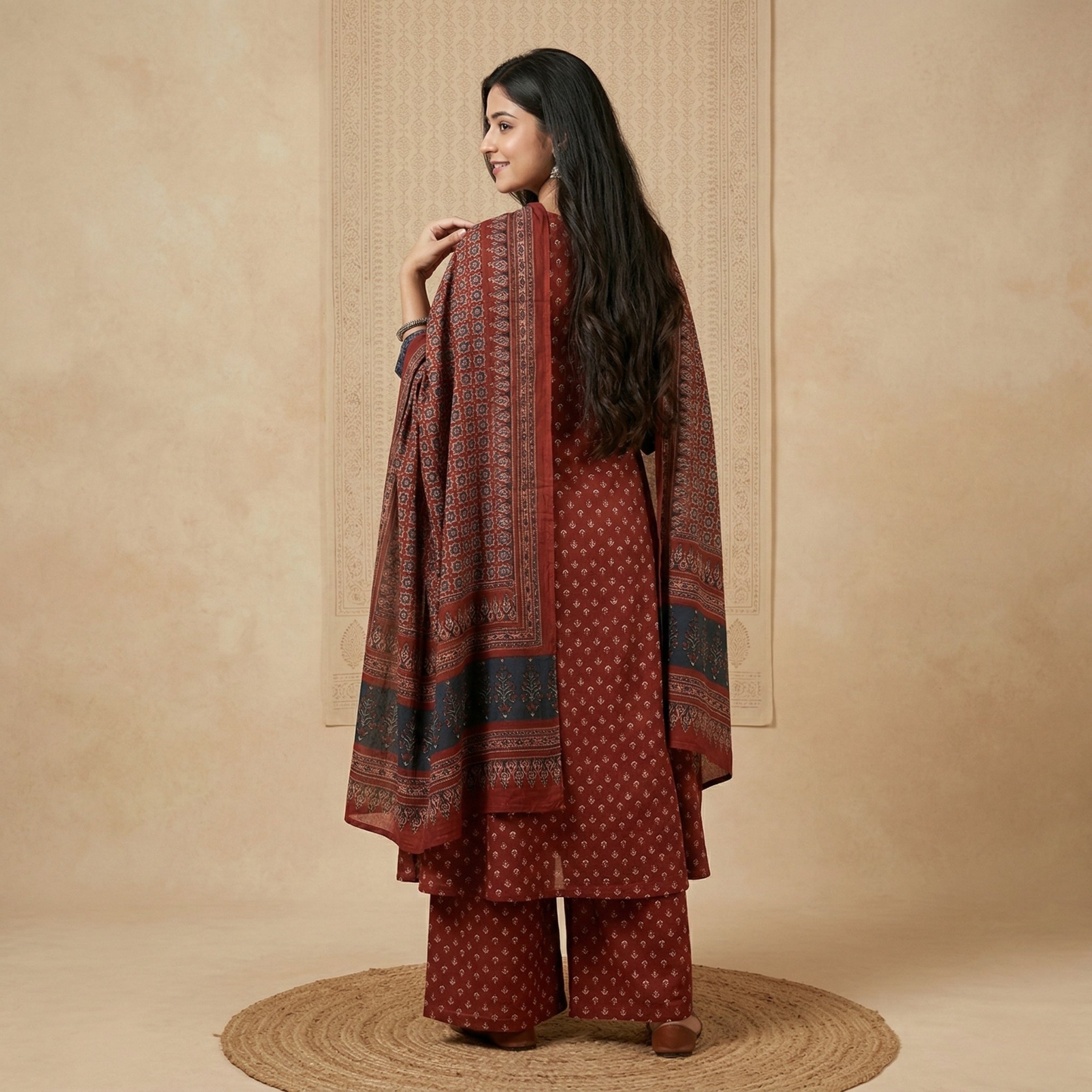 Mridula Rust Printed 3-Piece Set