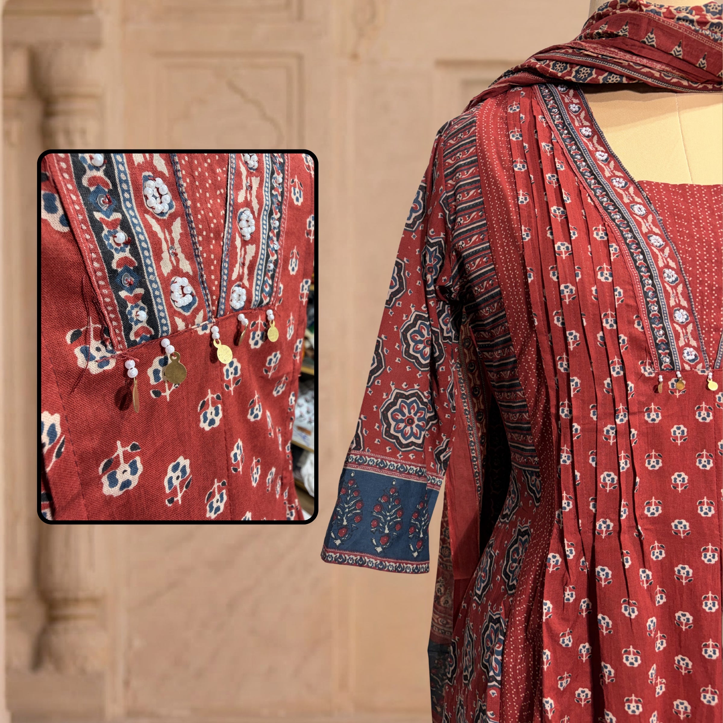 Mridula Rust Printed 3-Piece Set