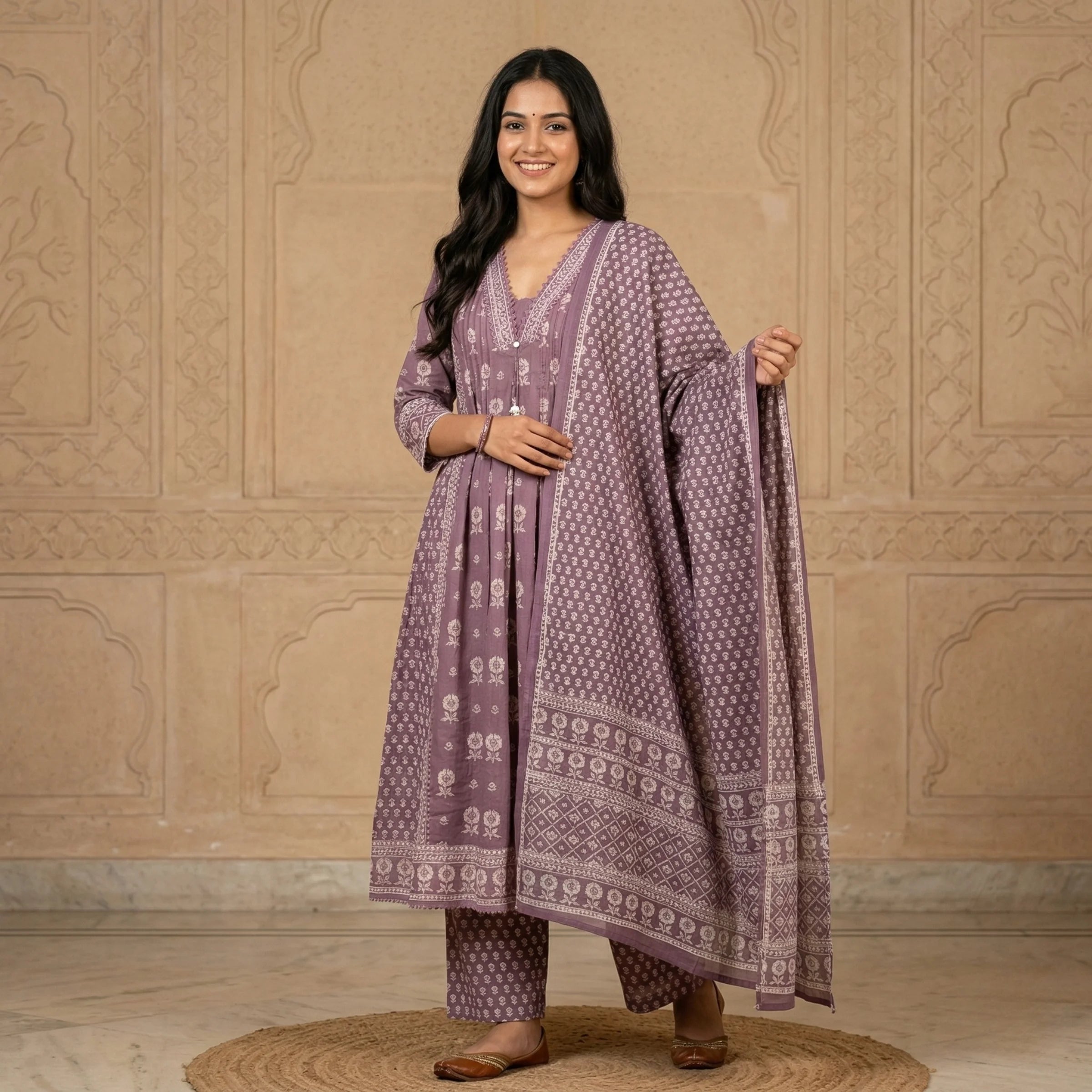 Myra Mauve Printed 3-Piece Set