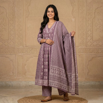 Myra Mauve Printed 3-Piece Set