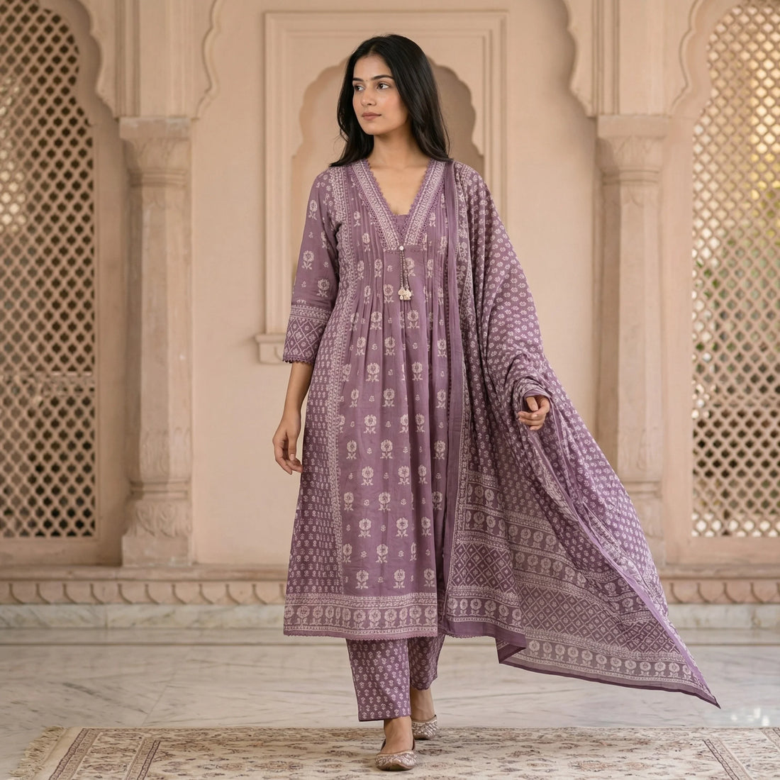 Myra Mauve Printed 3-Piece Set