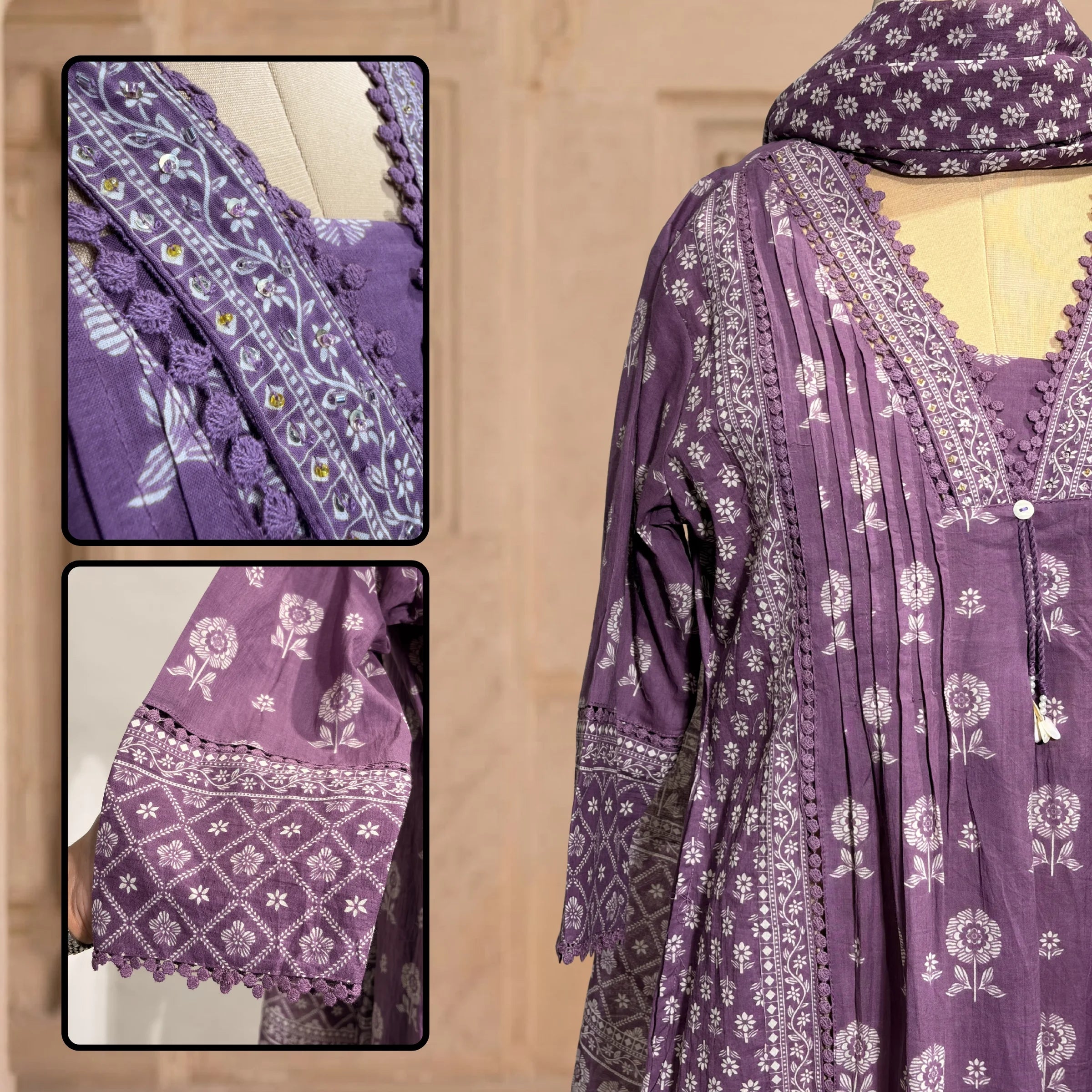 Myra Mauve Printed 3-Piece Set