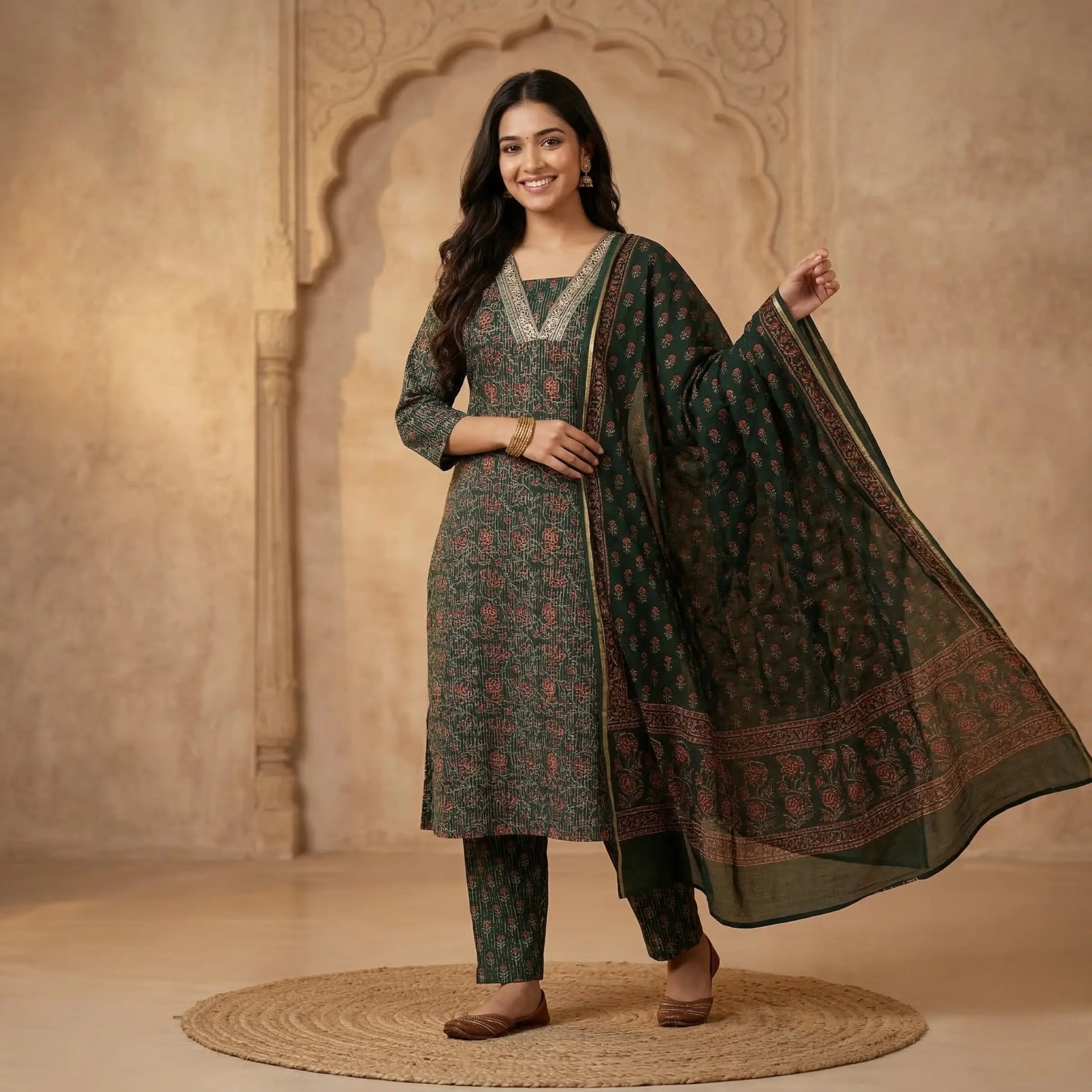 Naayra Emerald Print Suit Set