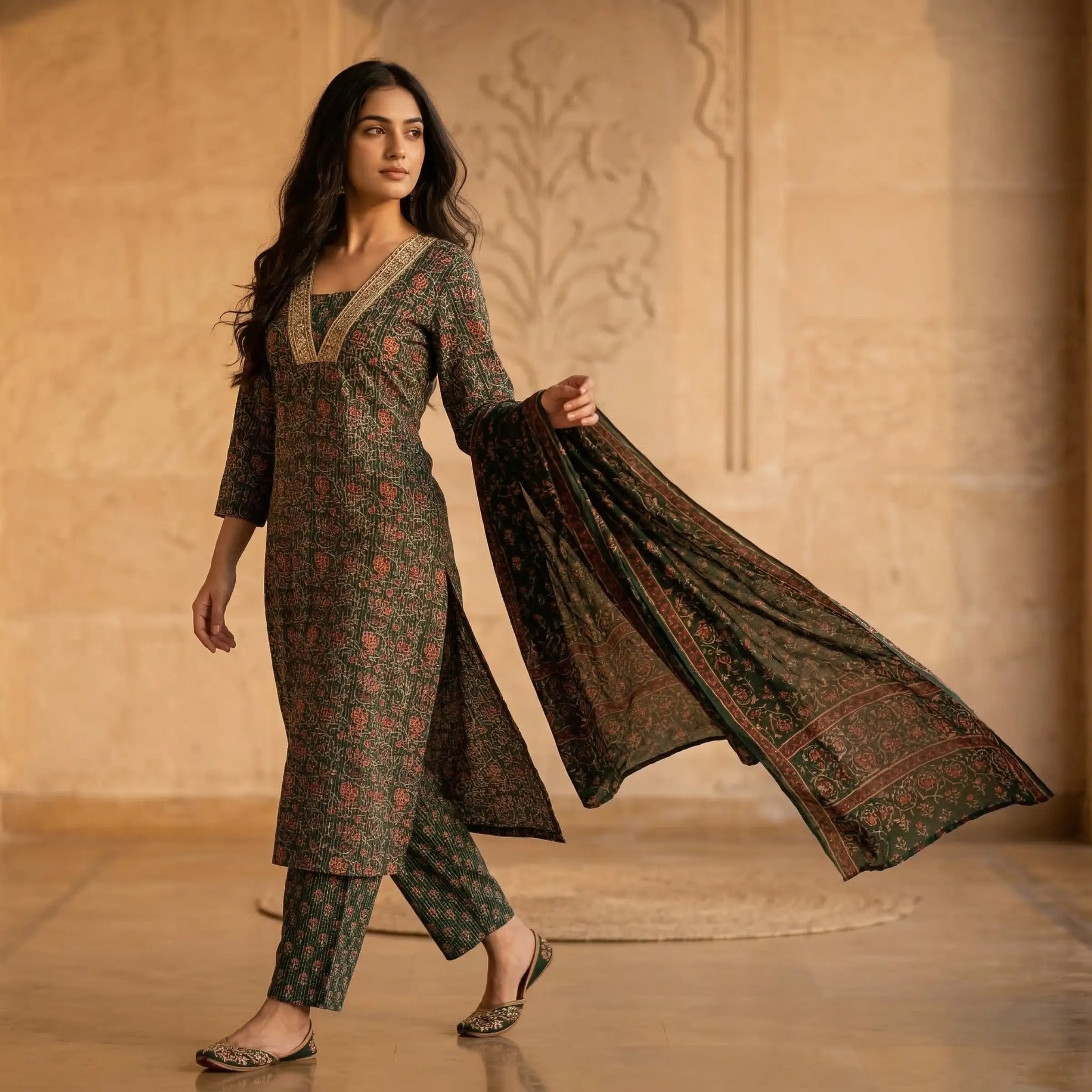 Naayra Emerald Print Suit Set