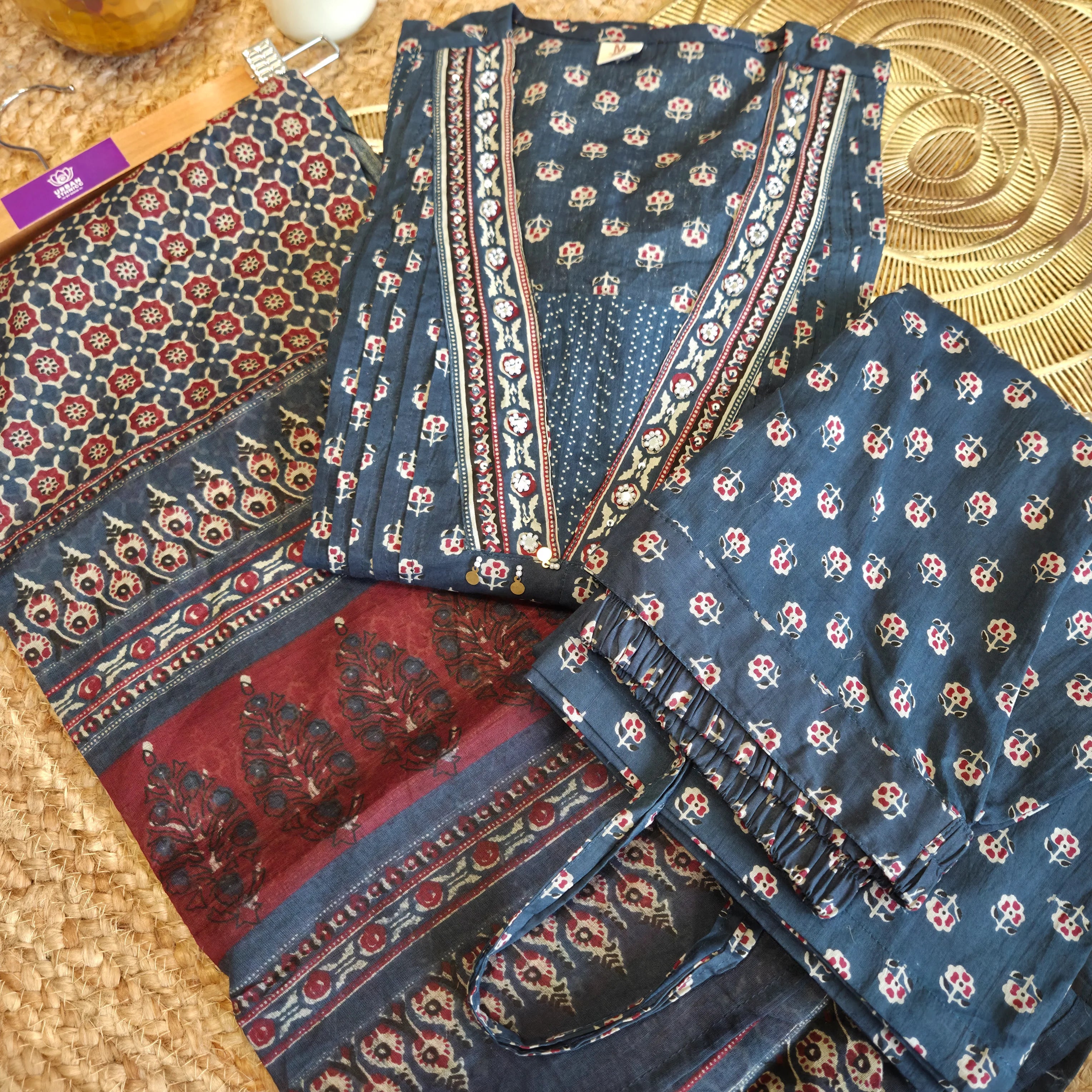Neel Ajrakh Printed 3-Piece Set
