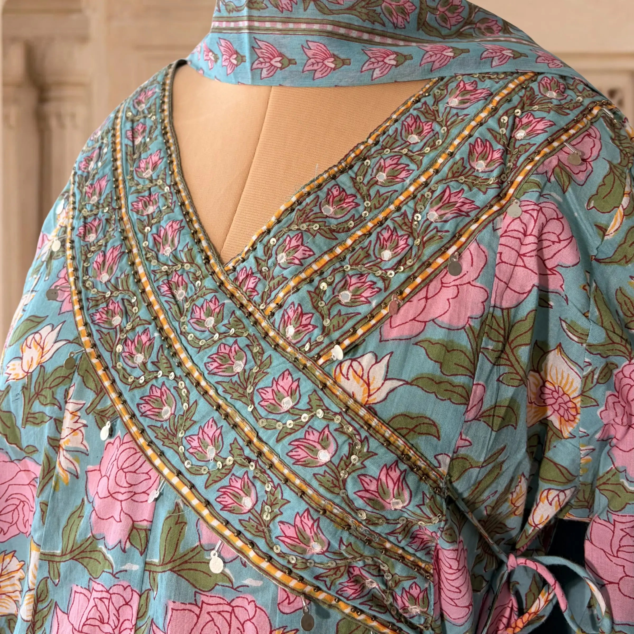 Neel Gulab Anarkali Set