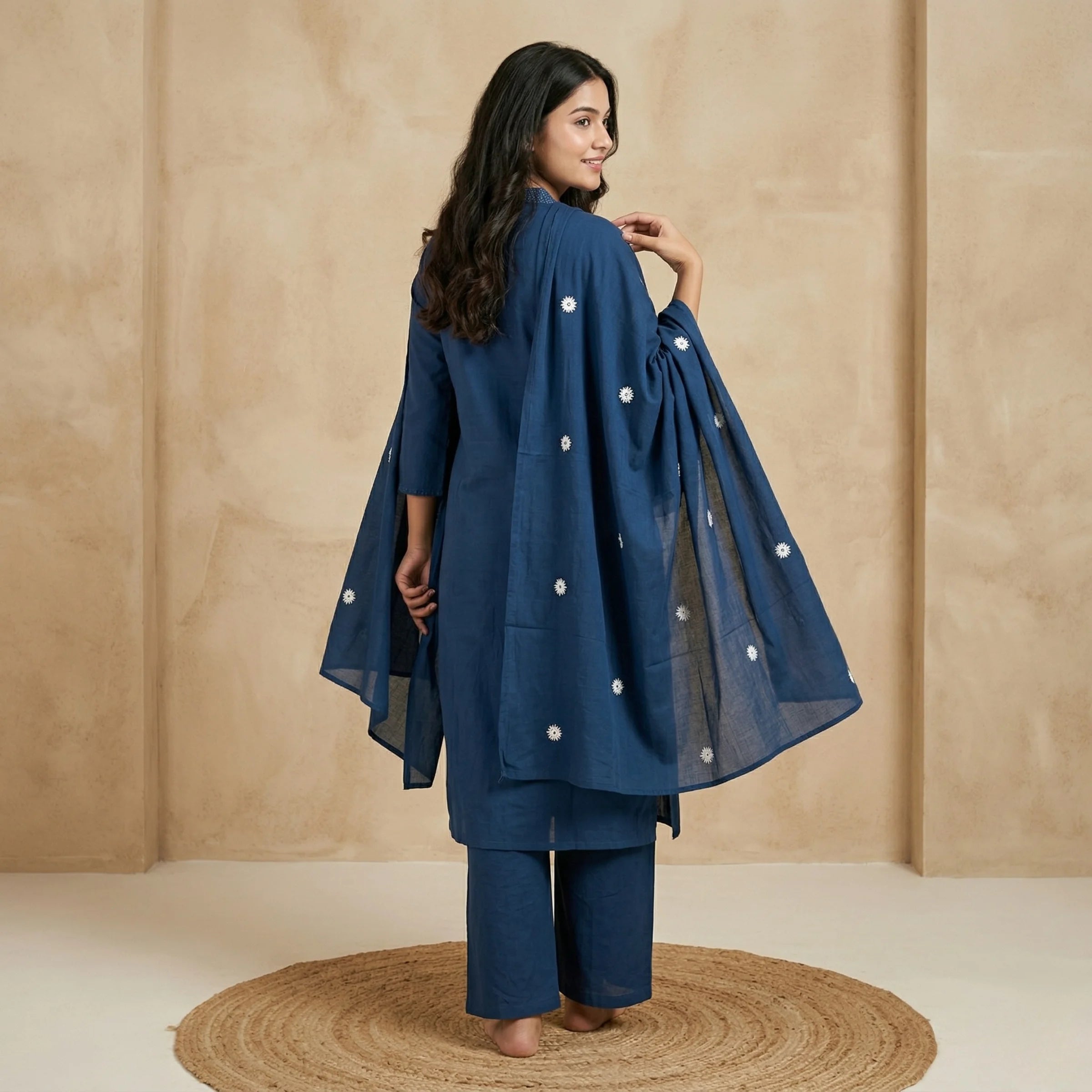 Neerja Indigo Embroidered 3-Piece Set