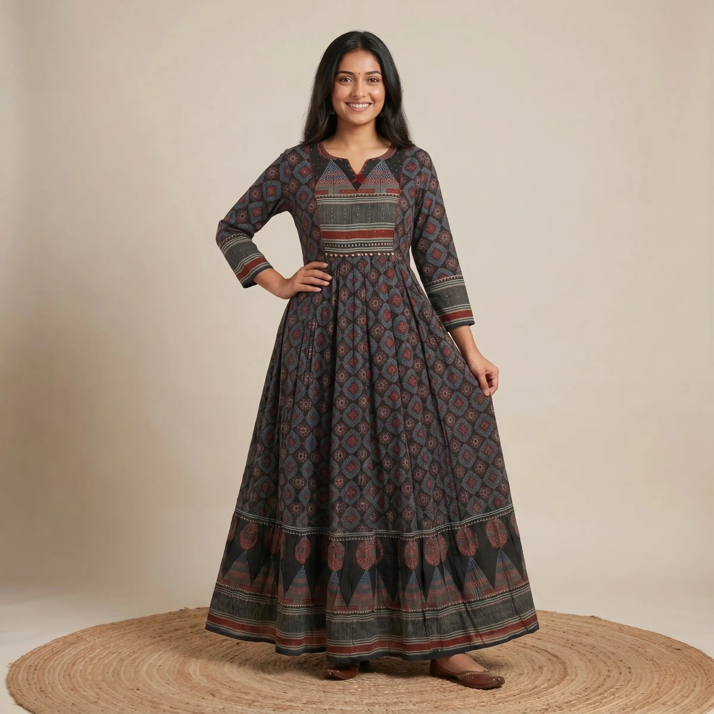 Noir Rust Printed Gown