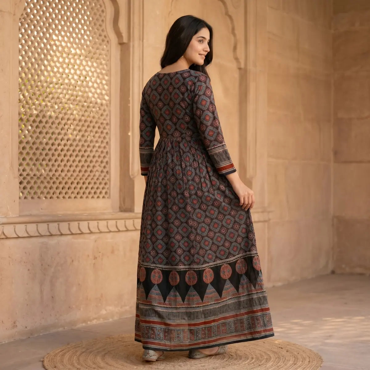 Noir Rust Printed Gown