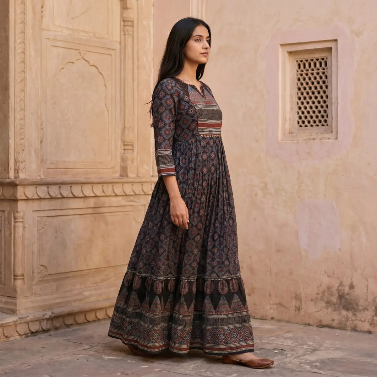 Noir Rust Printed Gown