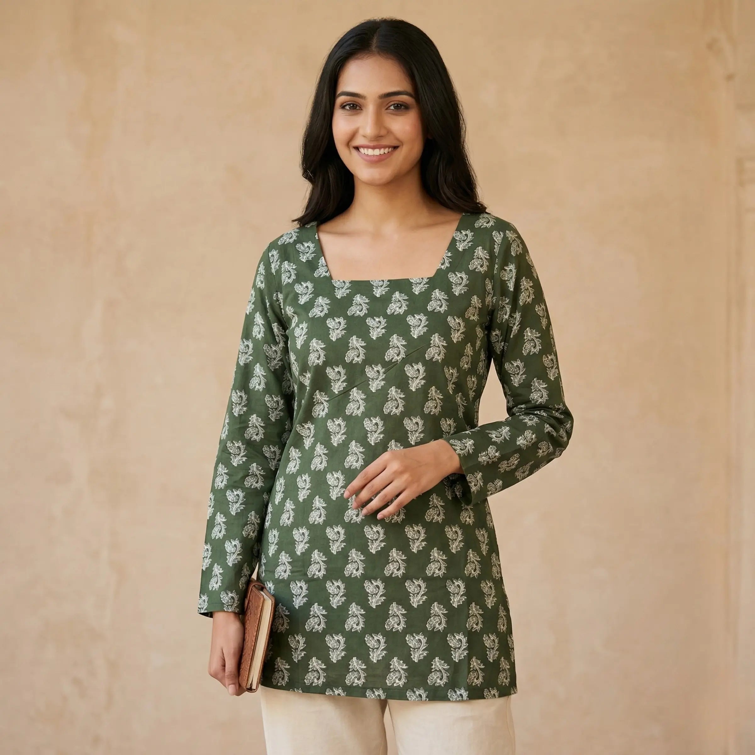 Olive Bloom Lace-Back Top