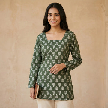 Olive Bloom Lace-Back Top