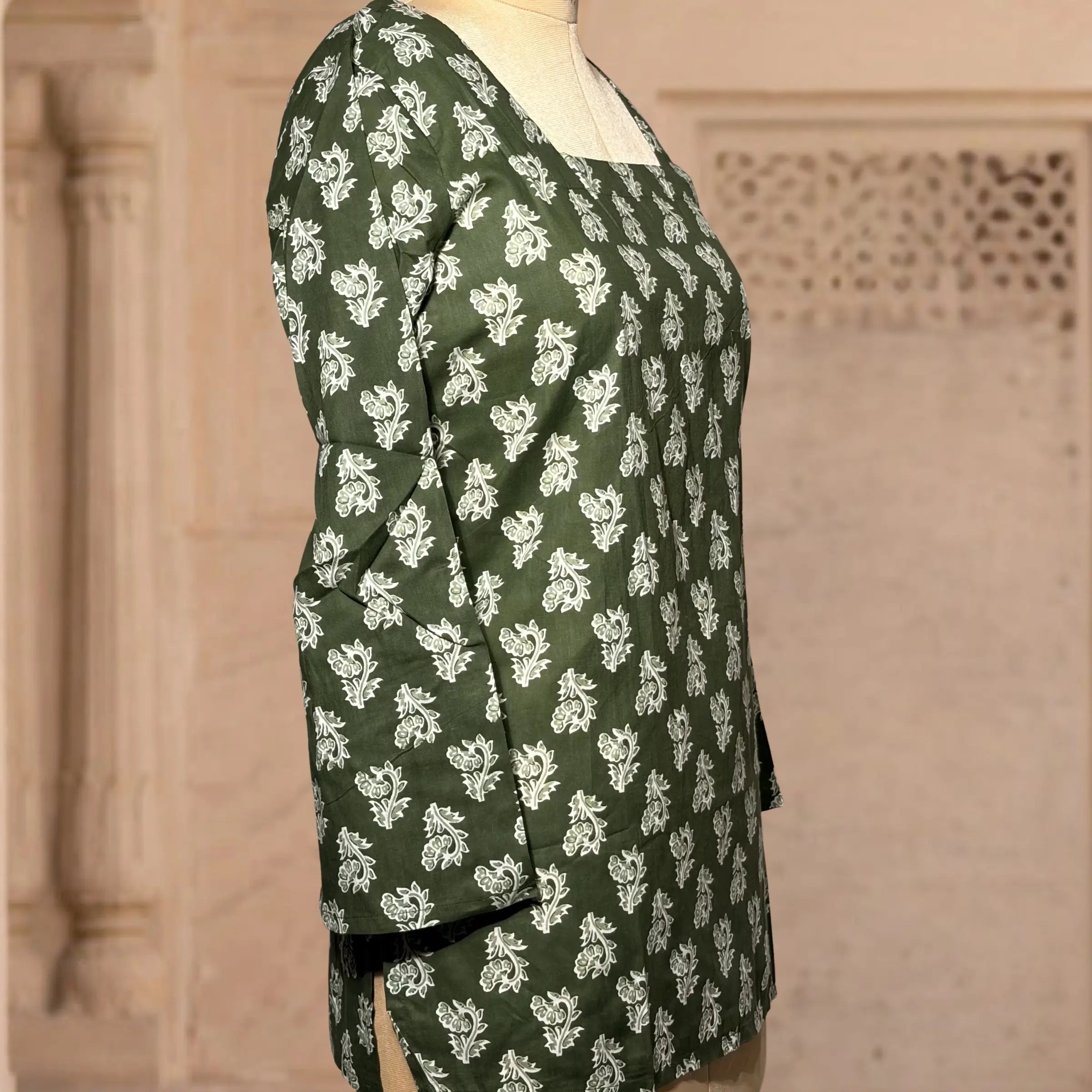Olive Bloom Lace-Back Top