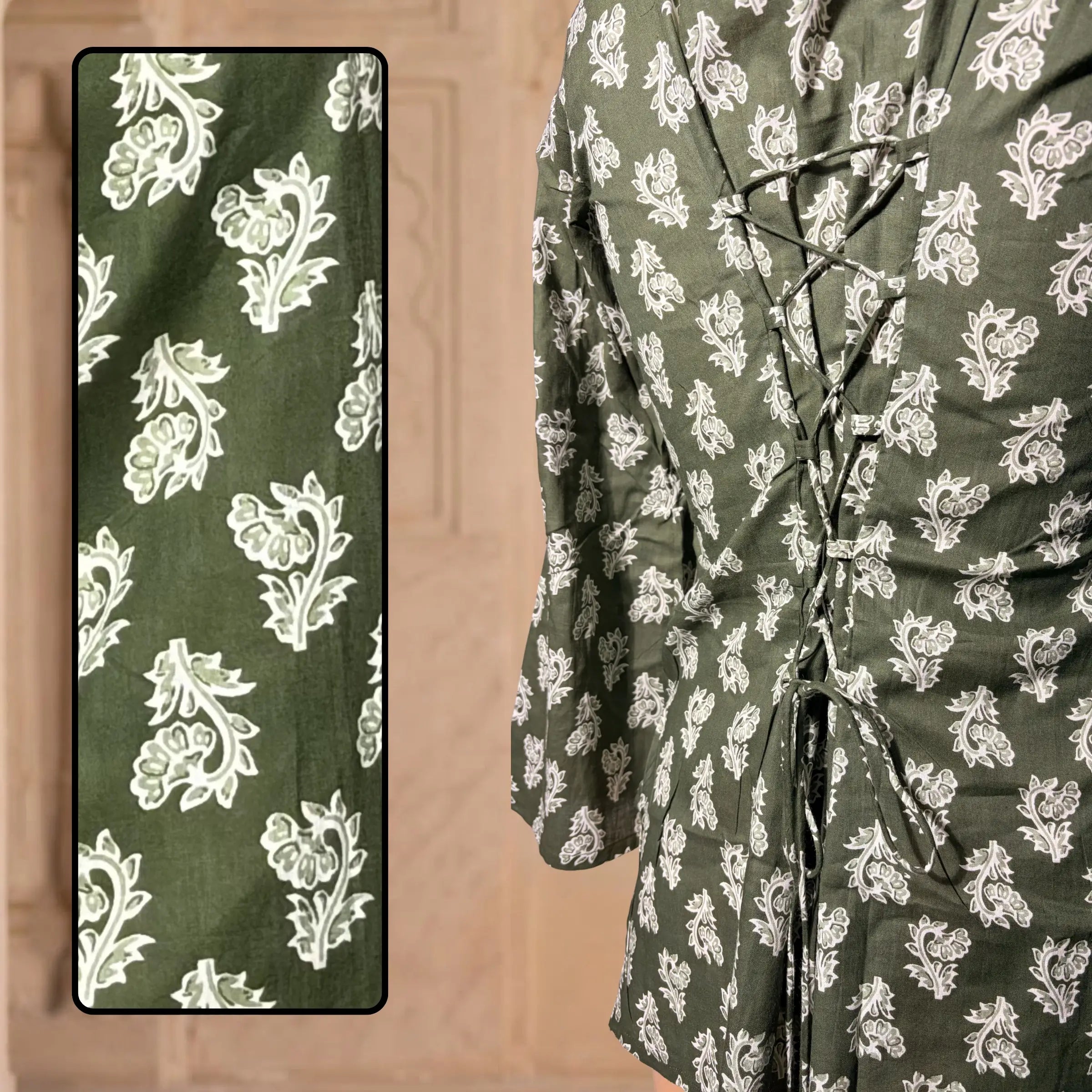 Olive Bloom Lace-Back Top